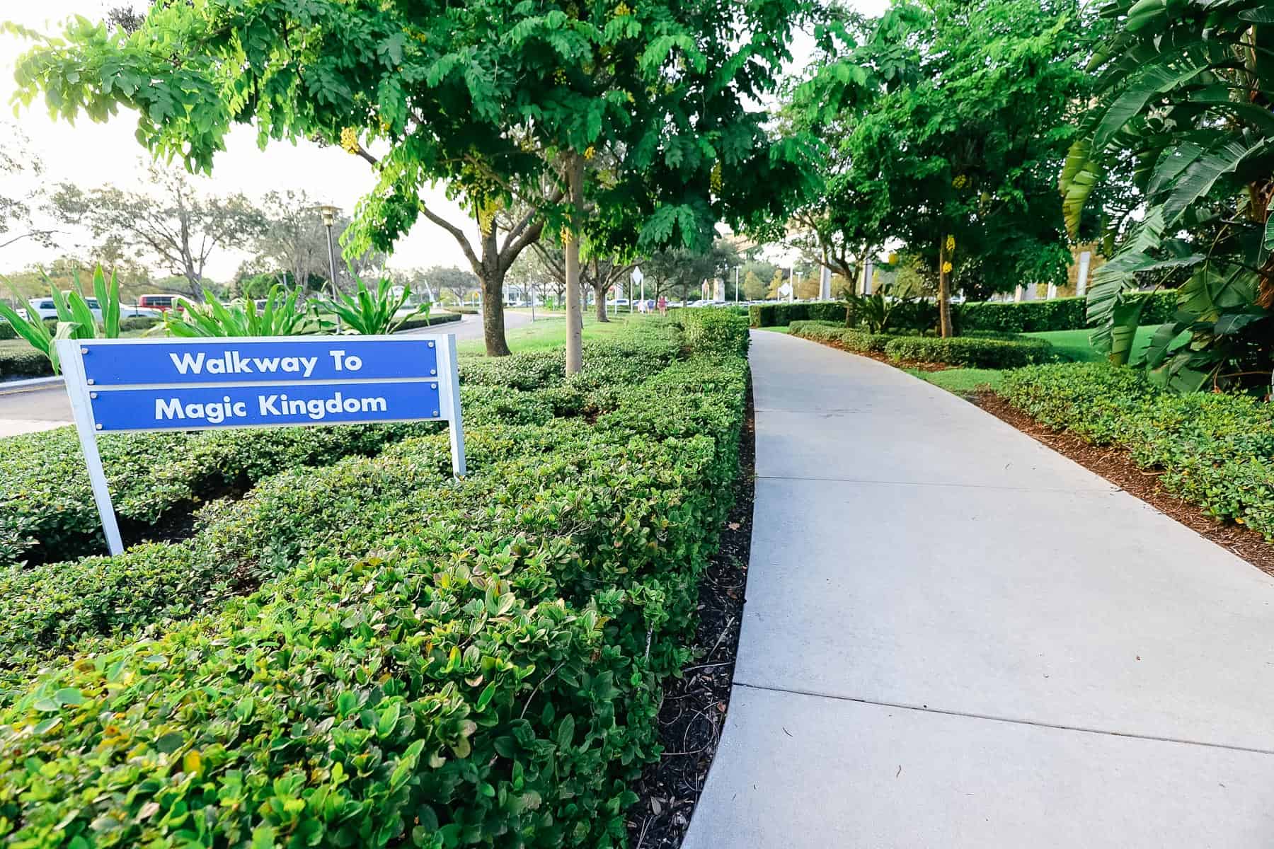 A sign at the Contemporary that says walkway to Magic Kingdom. 