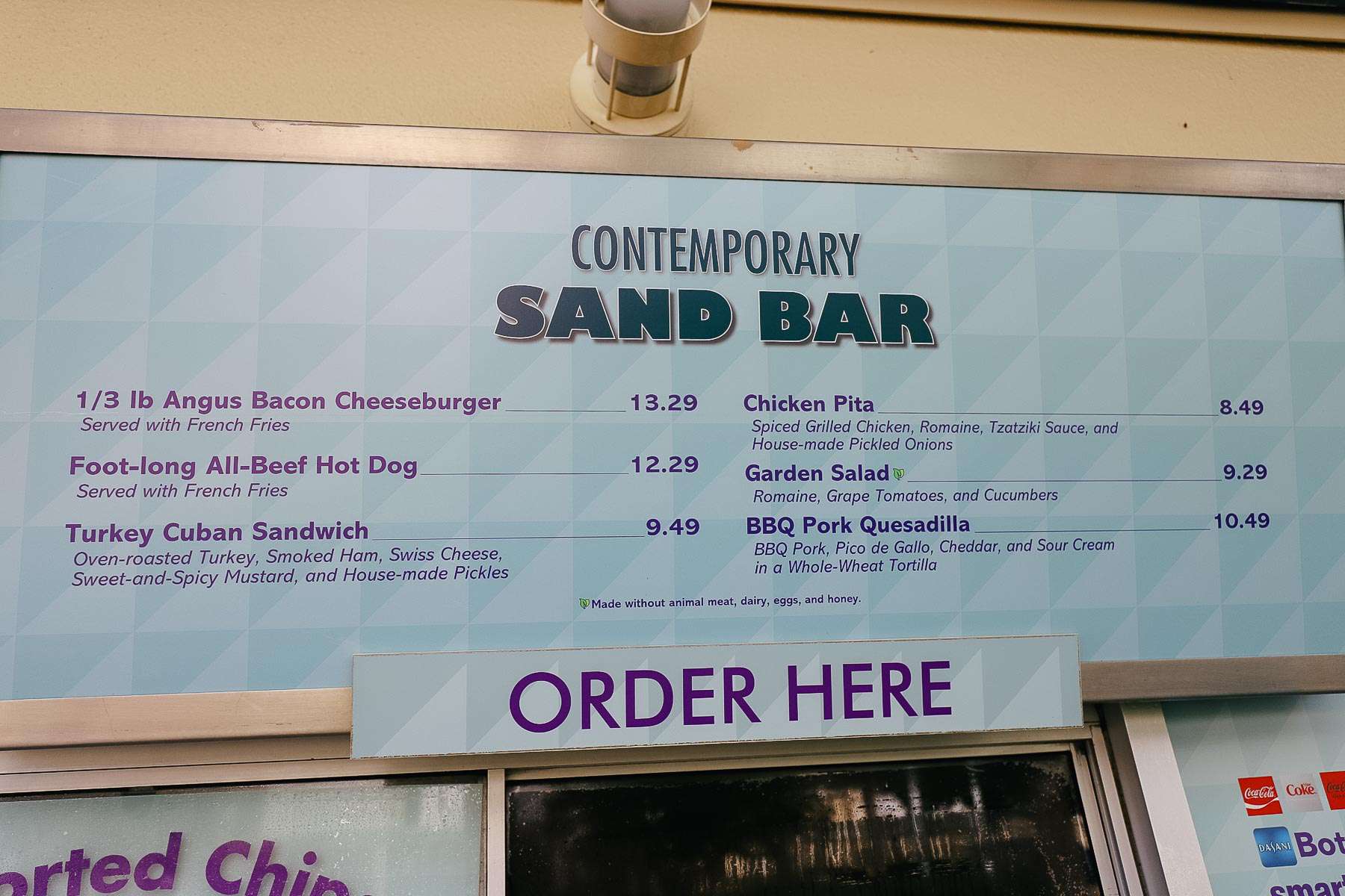 Sand Bar Pool Menu 