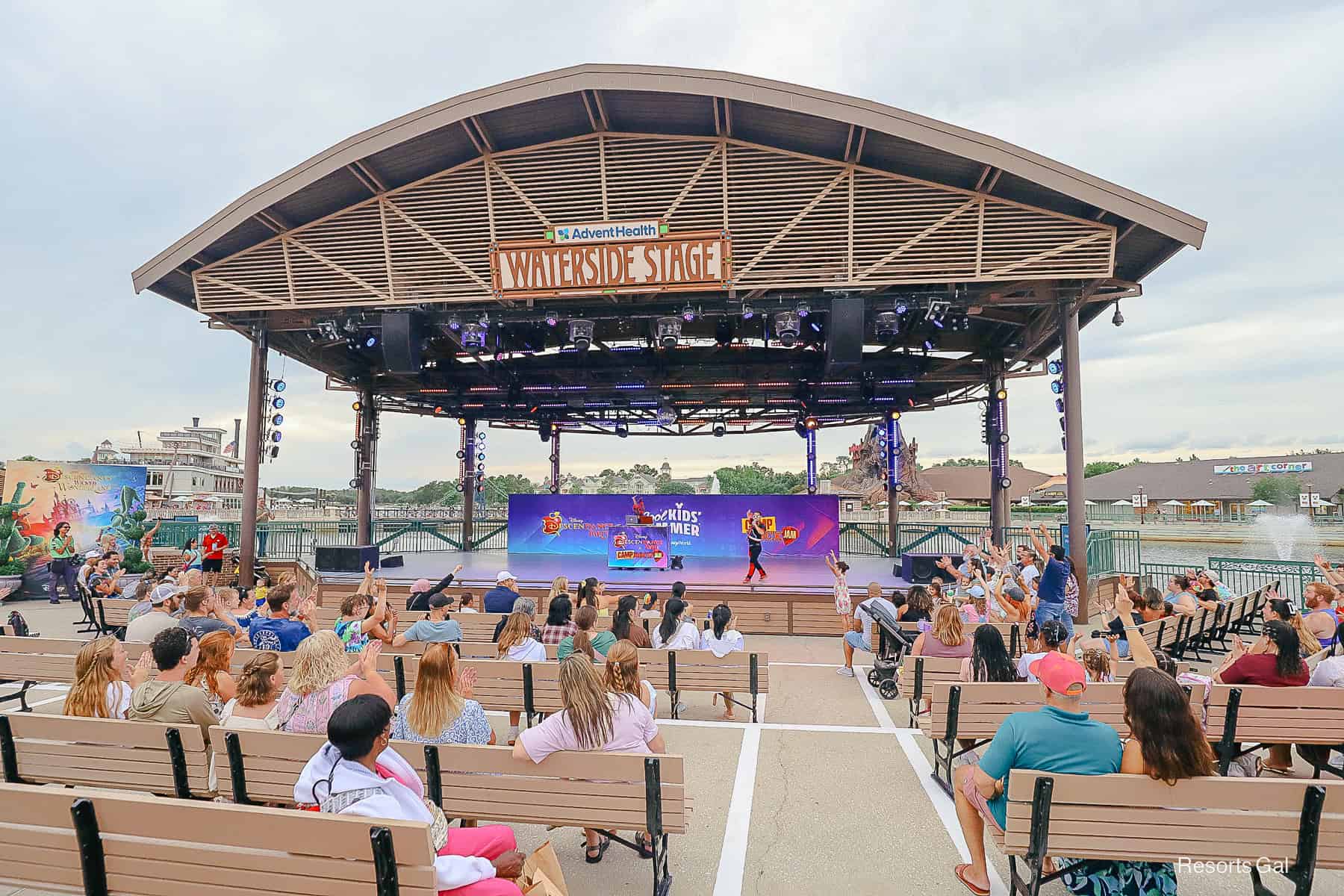guests participating in the Cool Kid Summer dance party at Disney Springs 