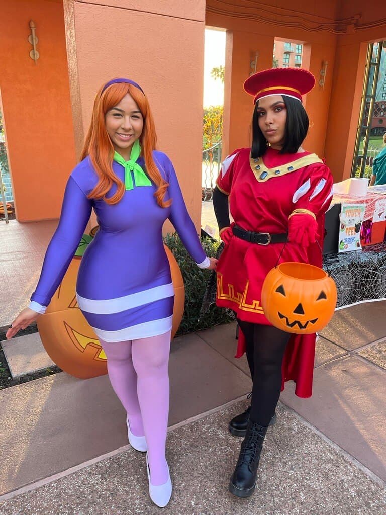 two guests dressed for Halloween at Disney's Swan Resort