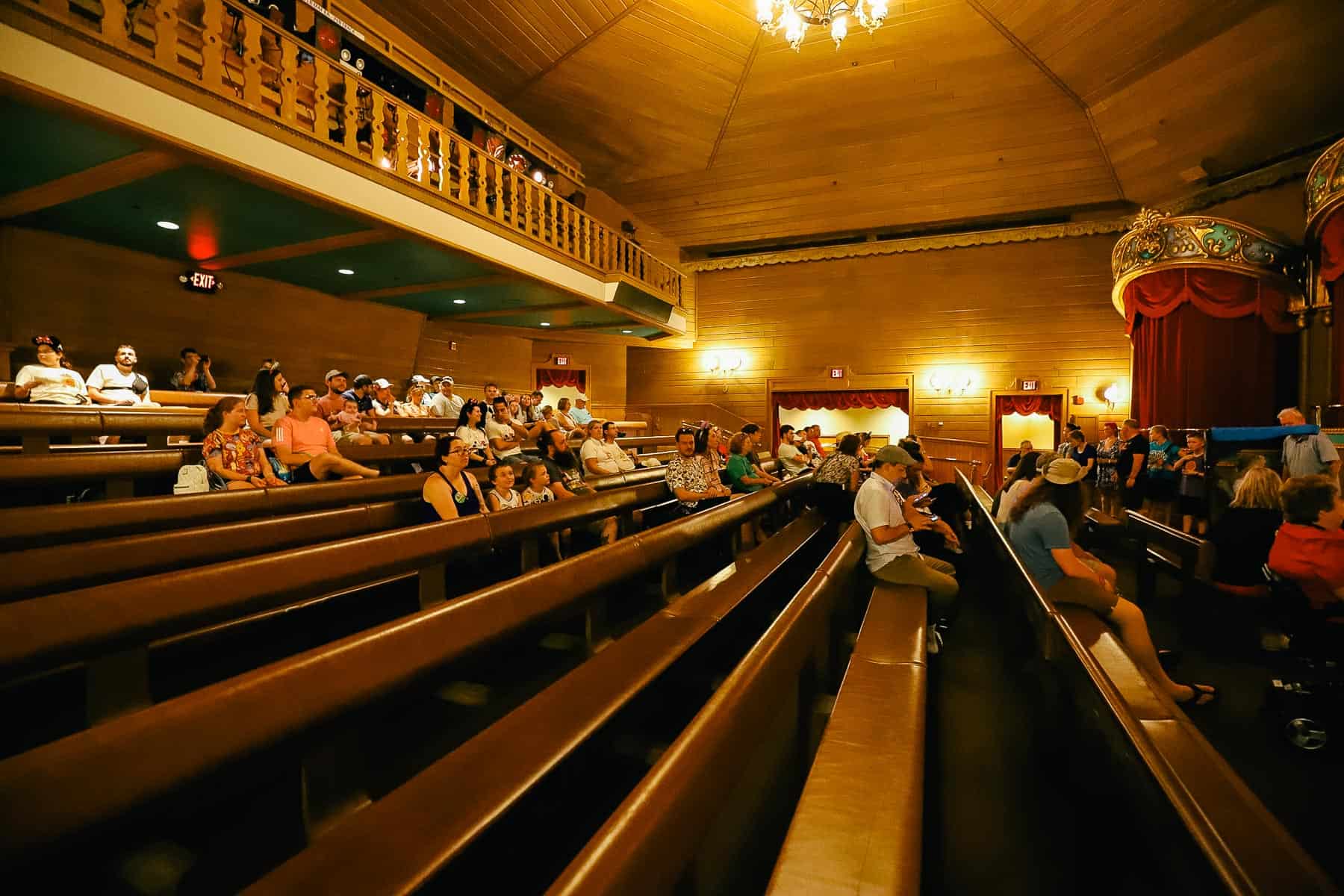 benches in the Country Bear Jamboree theater 