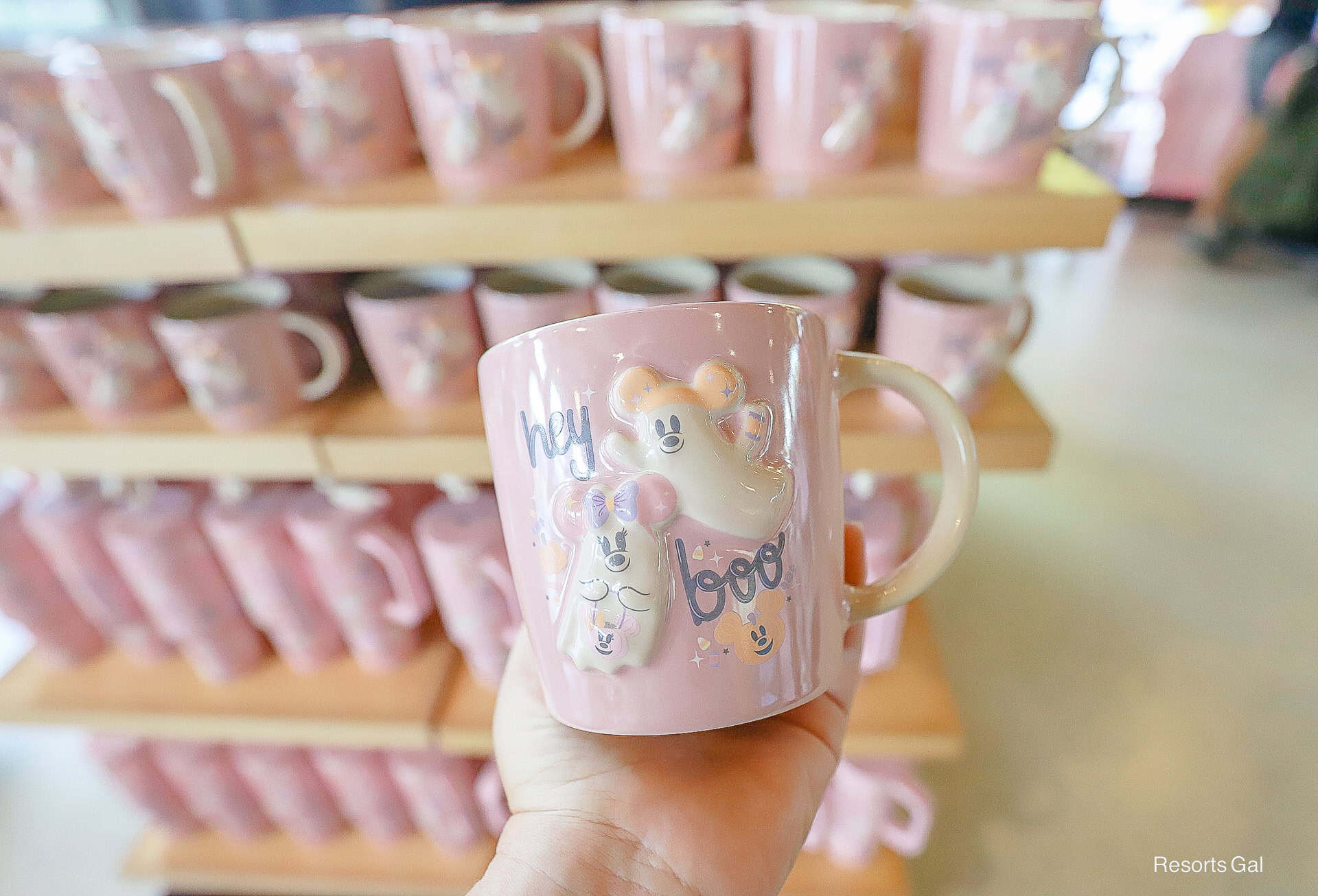 pink mug with "Hey Boo" Cutie Ghost Collection 