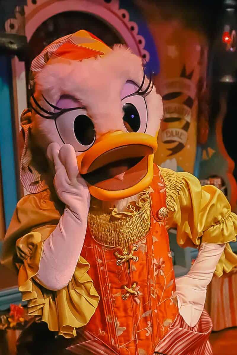Daisy Duck in her fortuner teller's costume. 