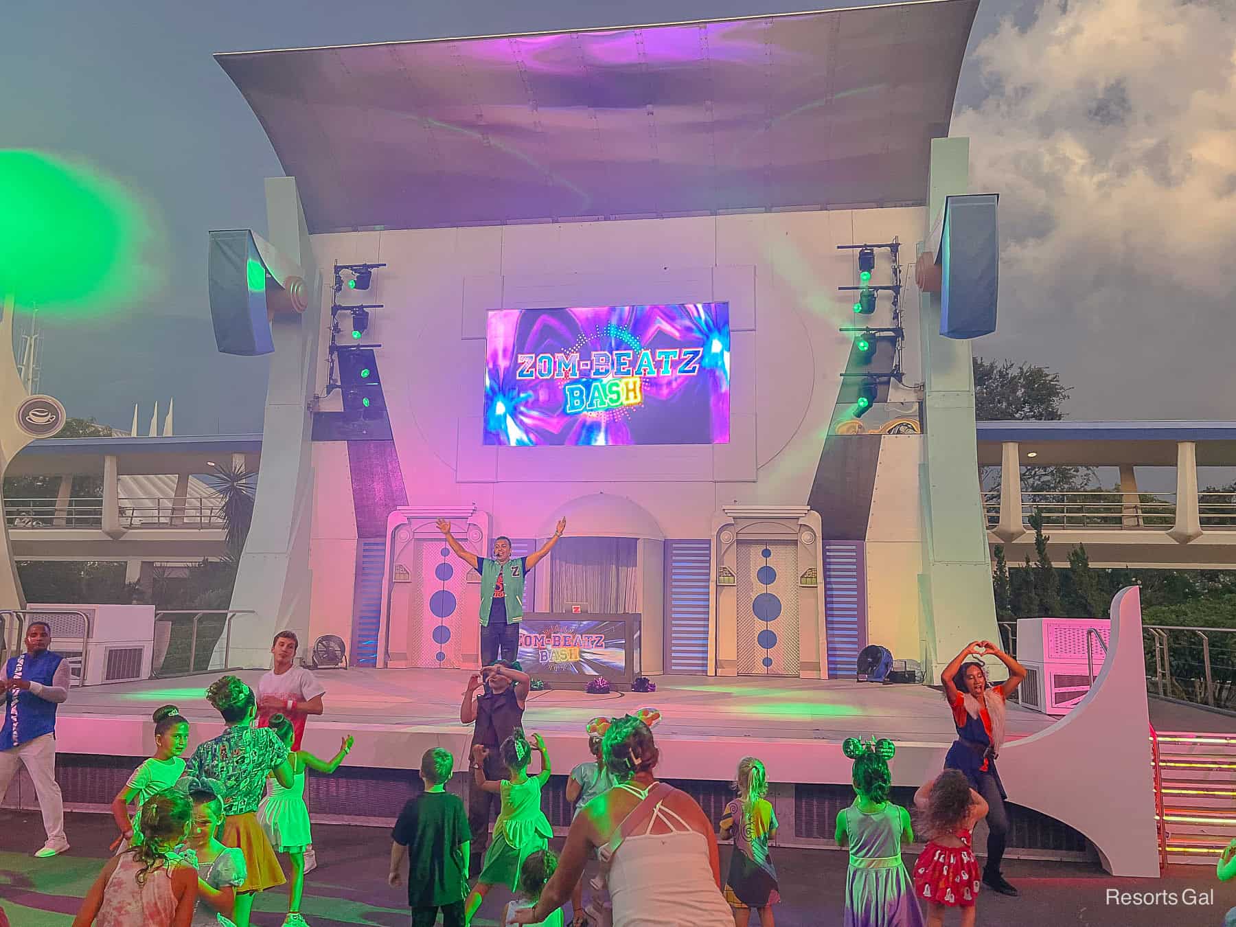 guests dancing at a DJ led dance party during Mickey's Halloween Party