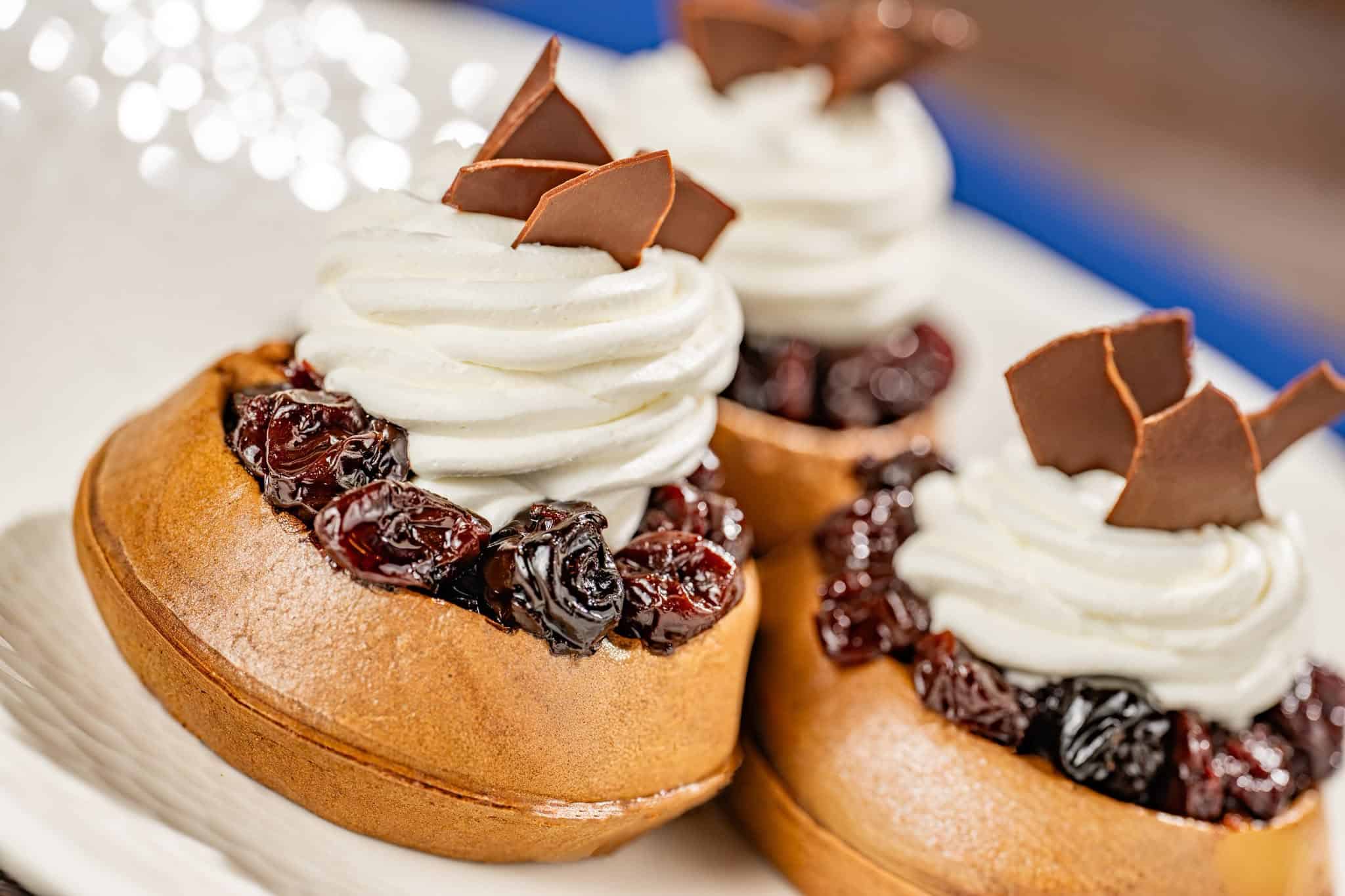 a trio of dark chocolate waffles from Ale and Compass