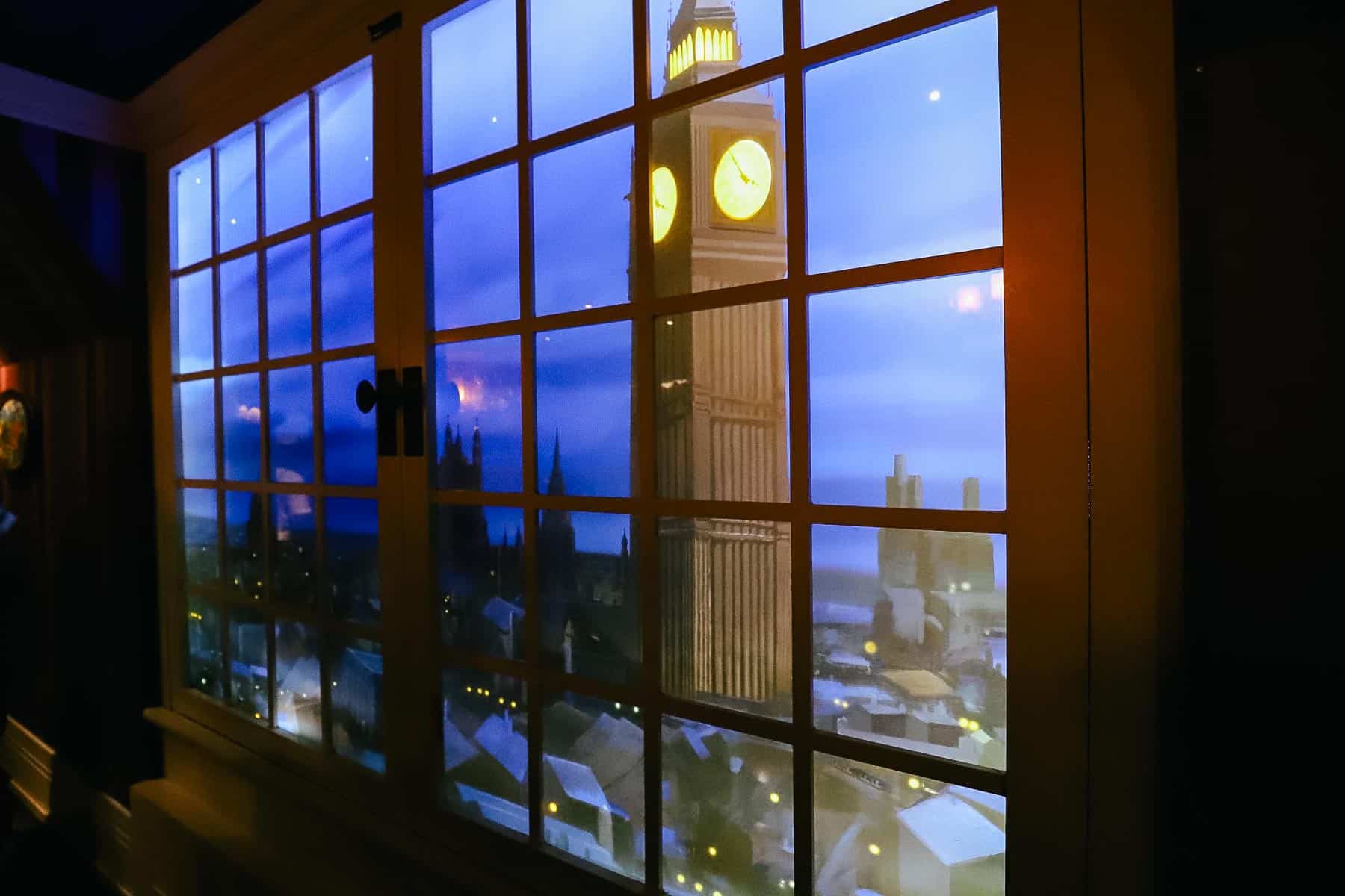 A window in the Darling's nursery looks out to Big Ben. 