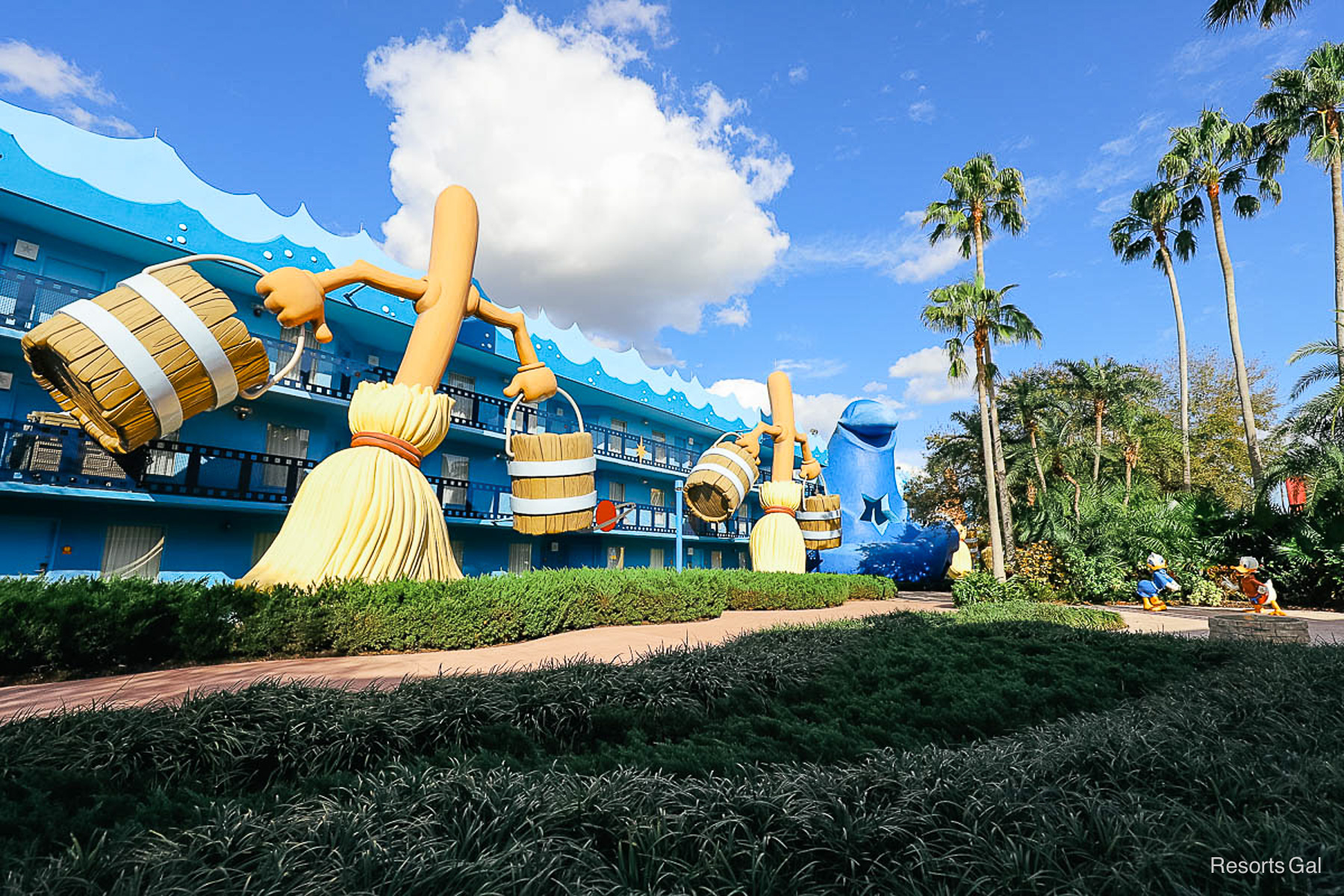 the Fantasia section of All-Star Movies with large mops carrying buckets of water 