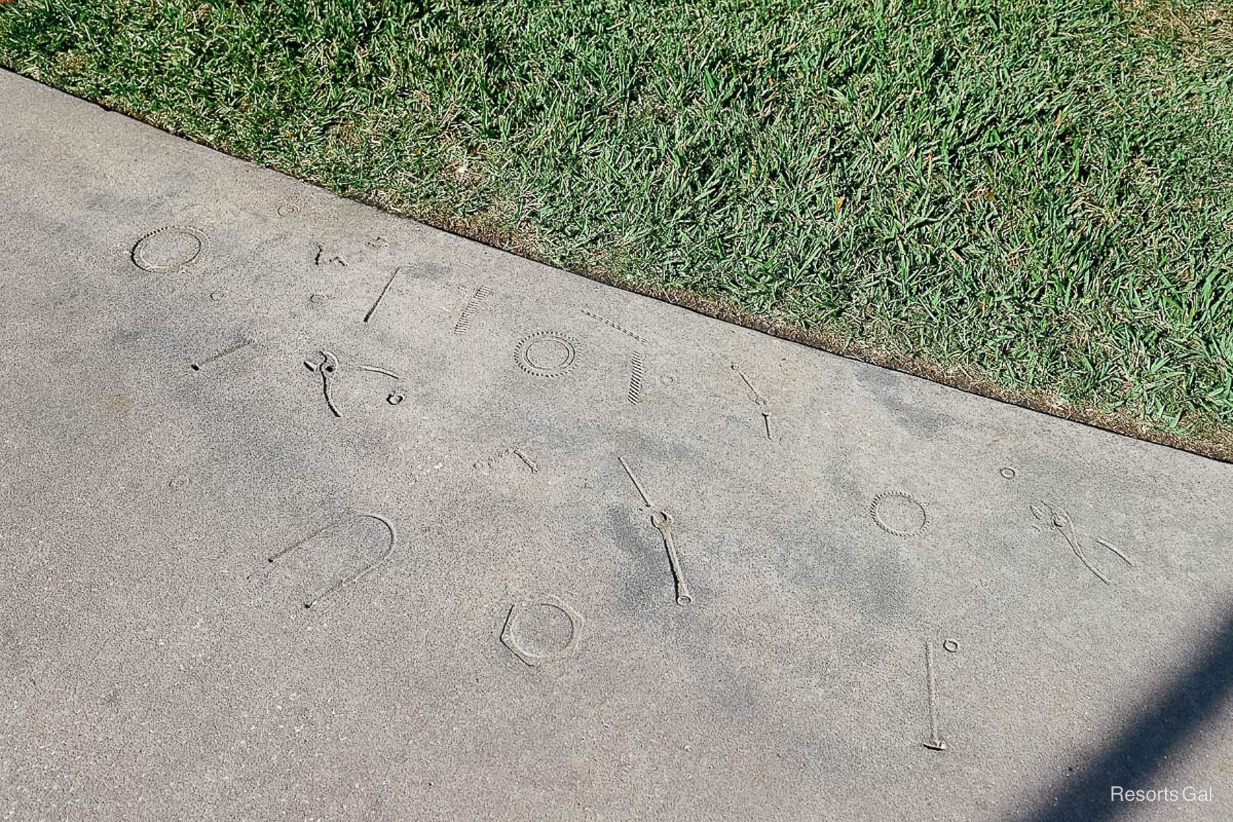 tools imprinted in the concrete 