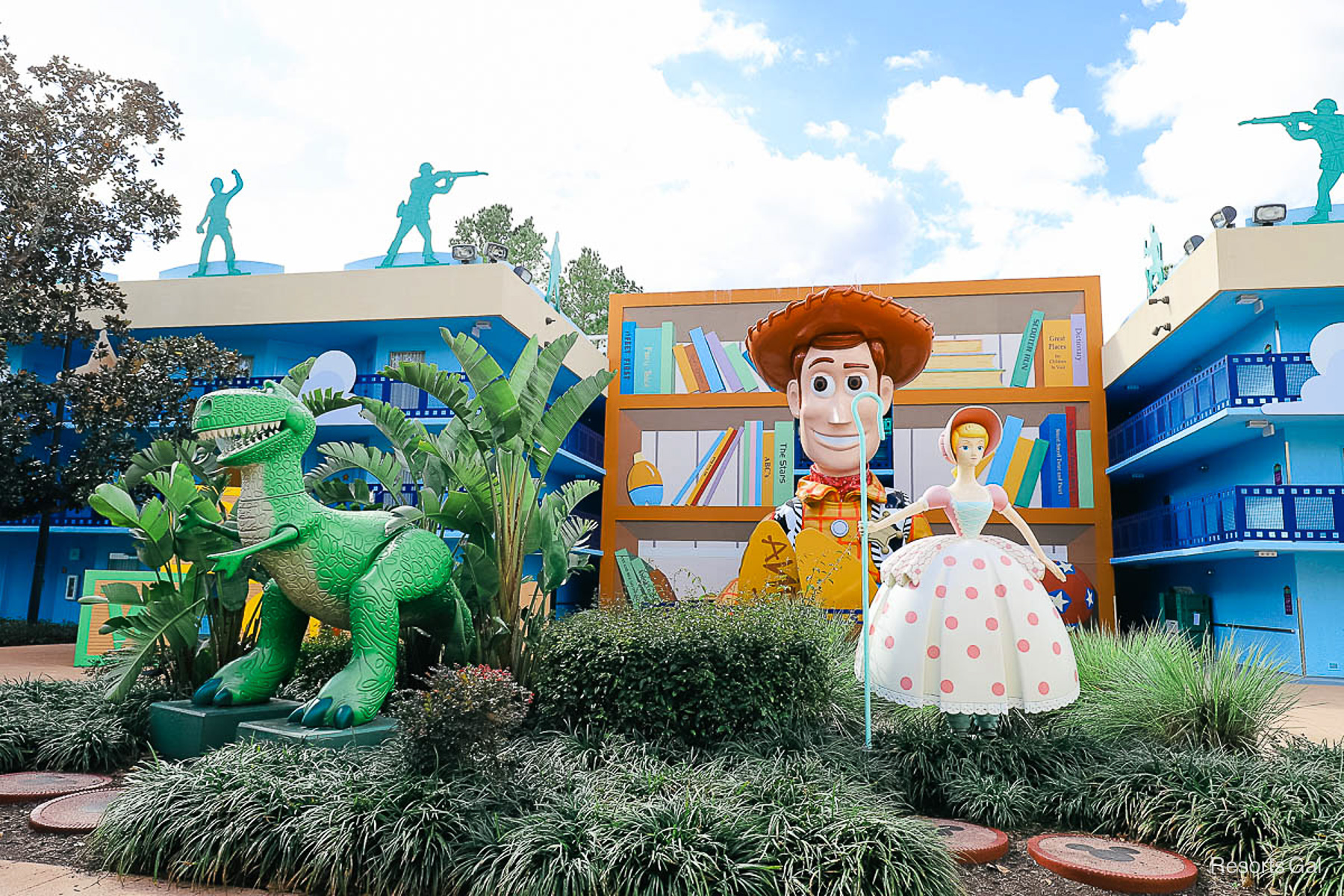 Woody, Bo Peep and Rex in the All-Star Movies Toy Story area 