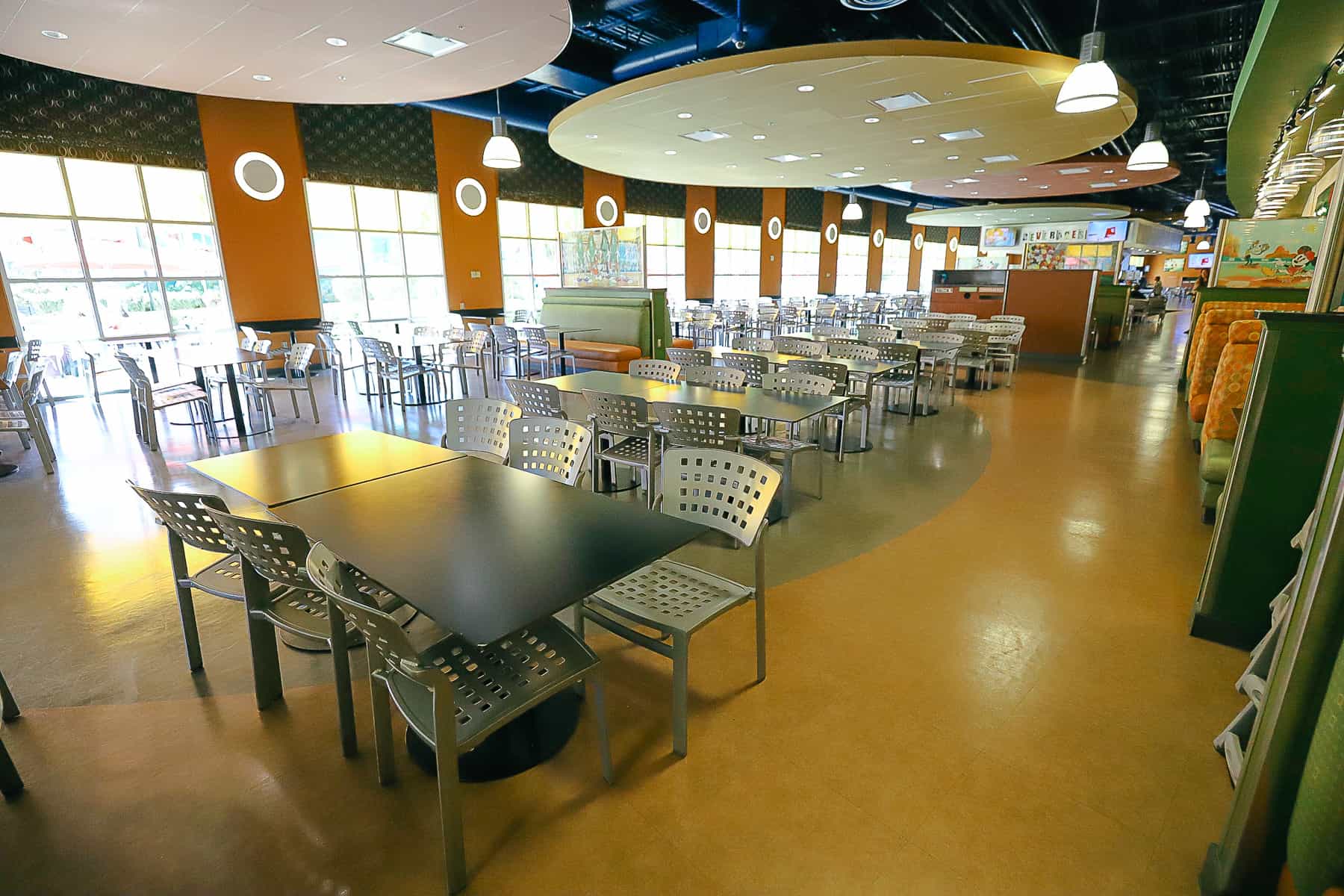tables and chairs in the food court at All-Star Sports