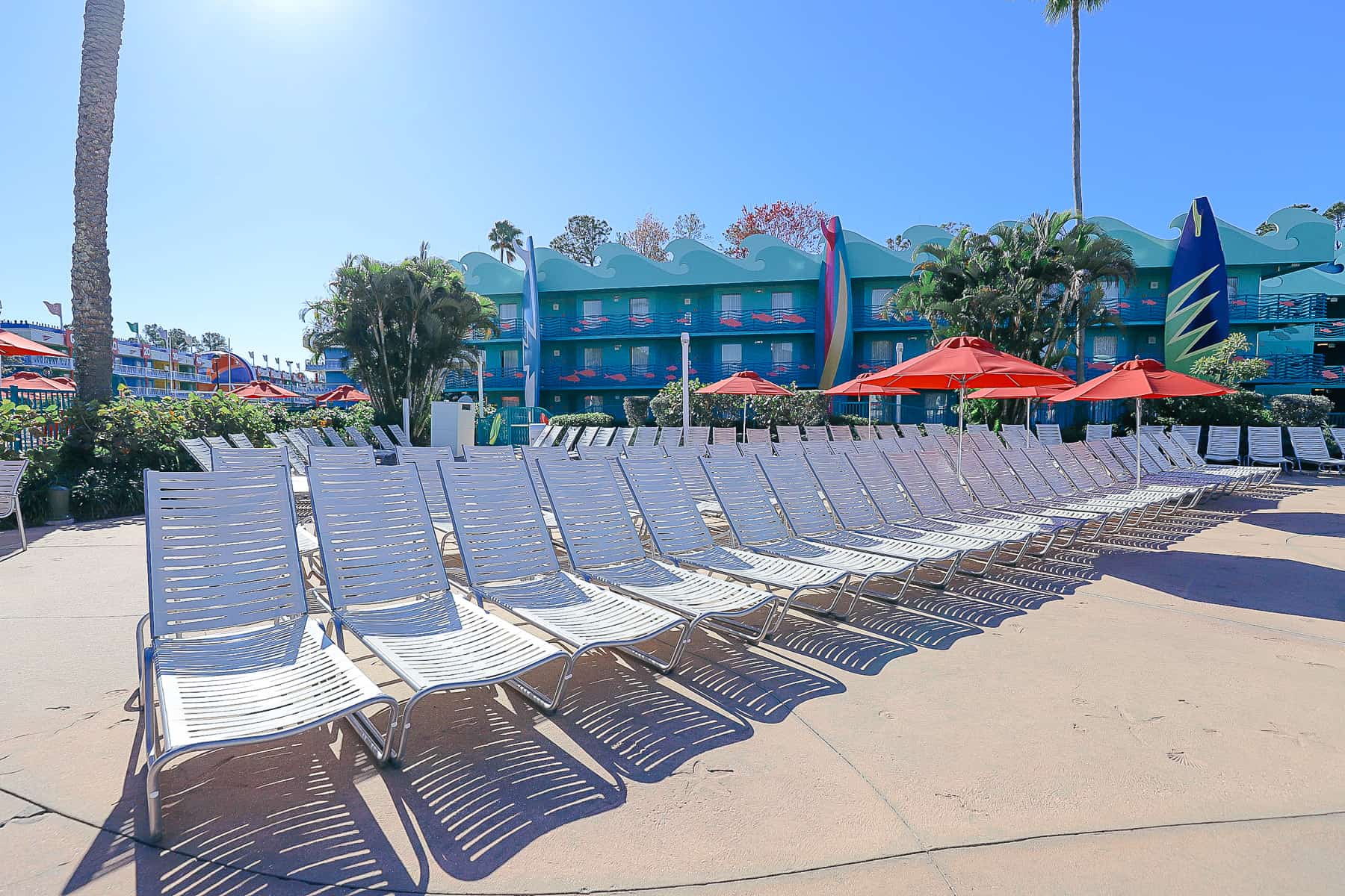 lounge chairs at the pool area at All-Star Sports 