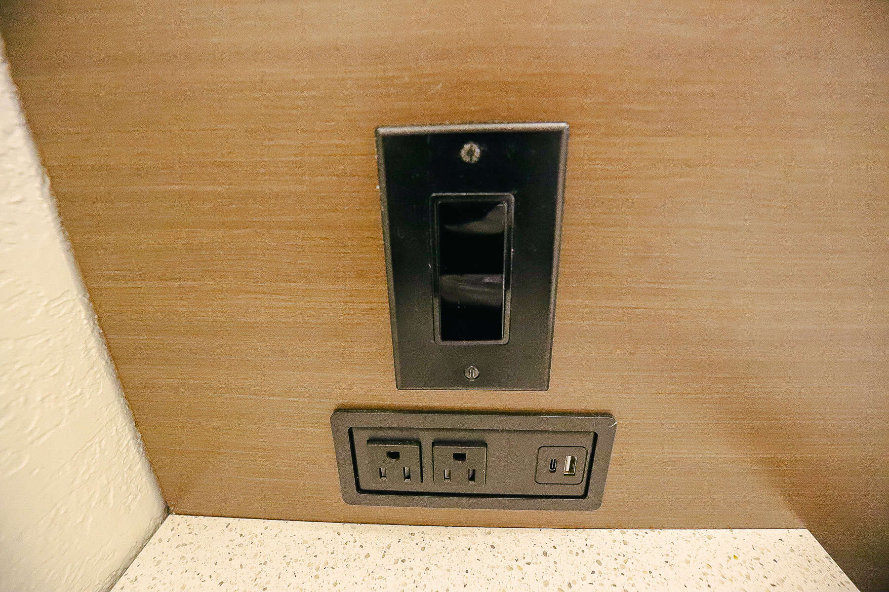 outlets and USB ports in room at All-Star Sports 
