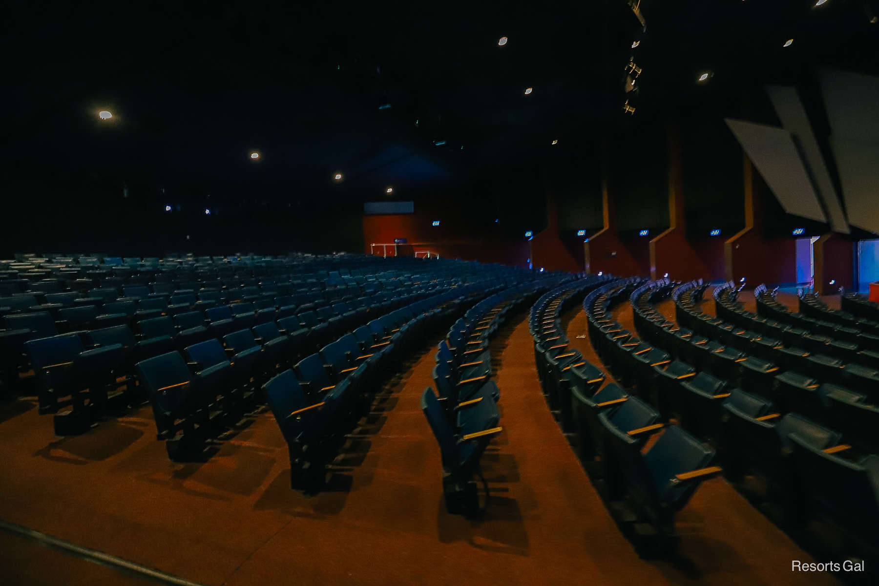 theater interior with rows of seats inside the Disney & Pixar Short Film Festival 