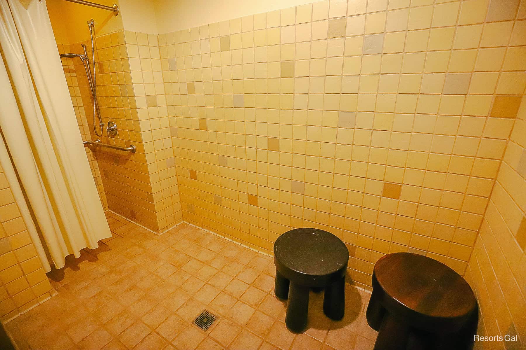 the shower and changing area in the fitness center 