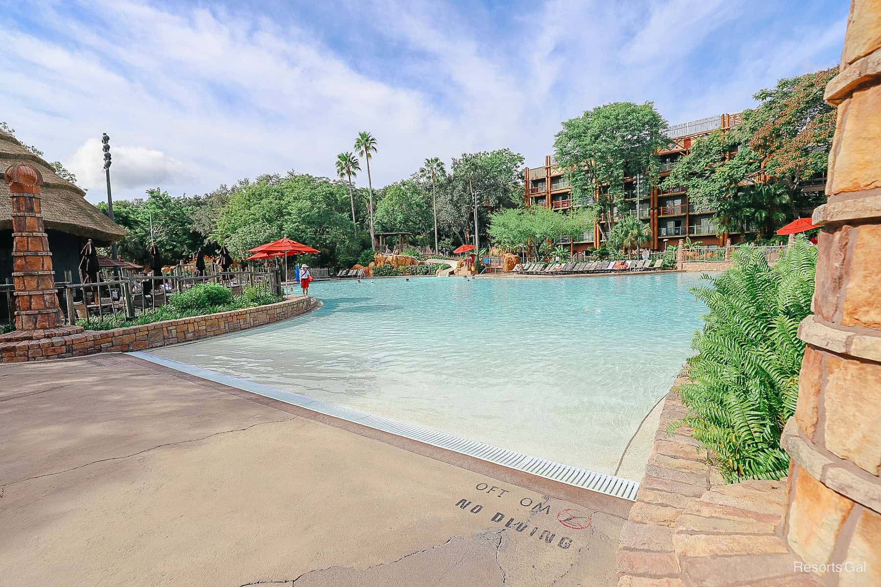 the zero-entry area to the Animal Kingdom Lodge Pool 