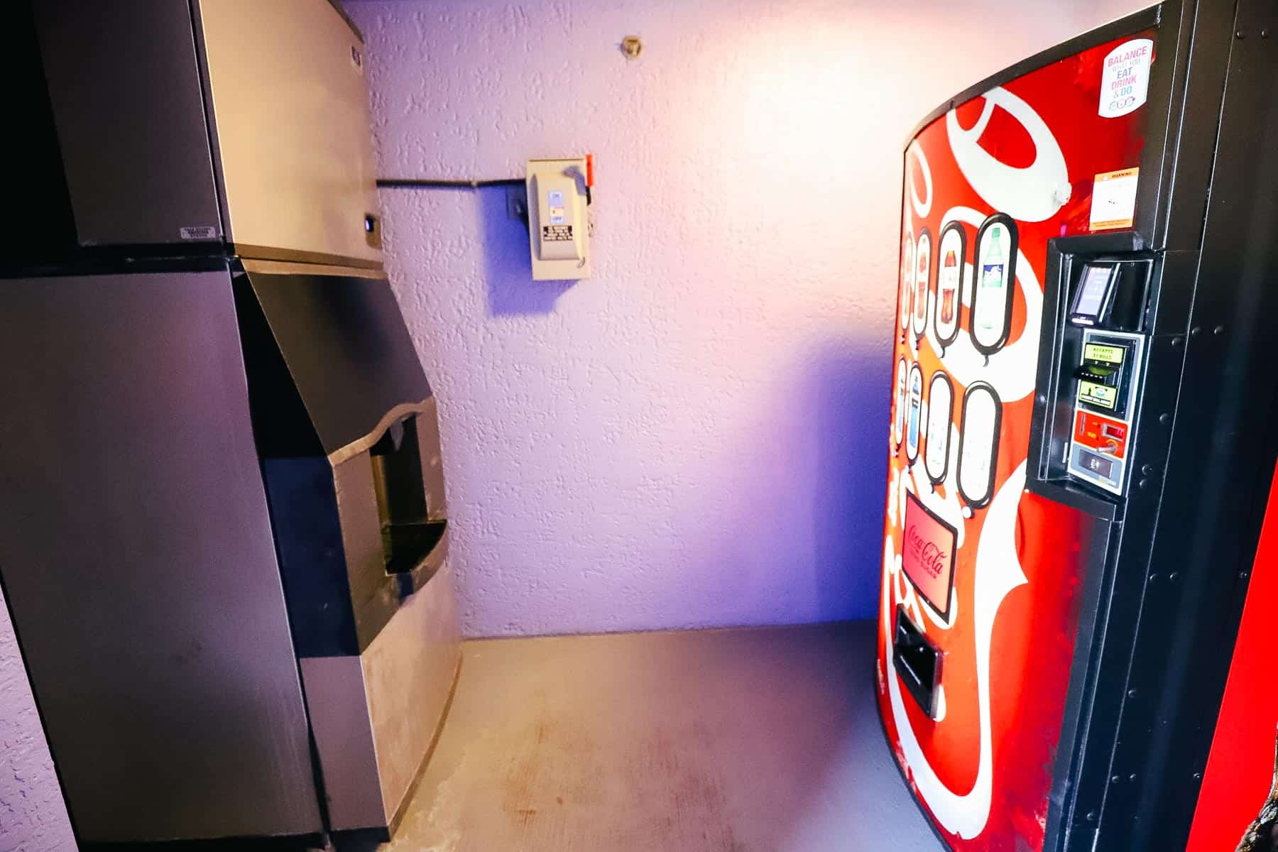 ice and vending machines are on each floor 