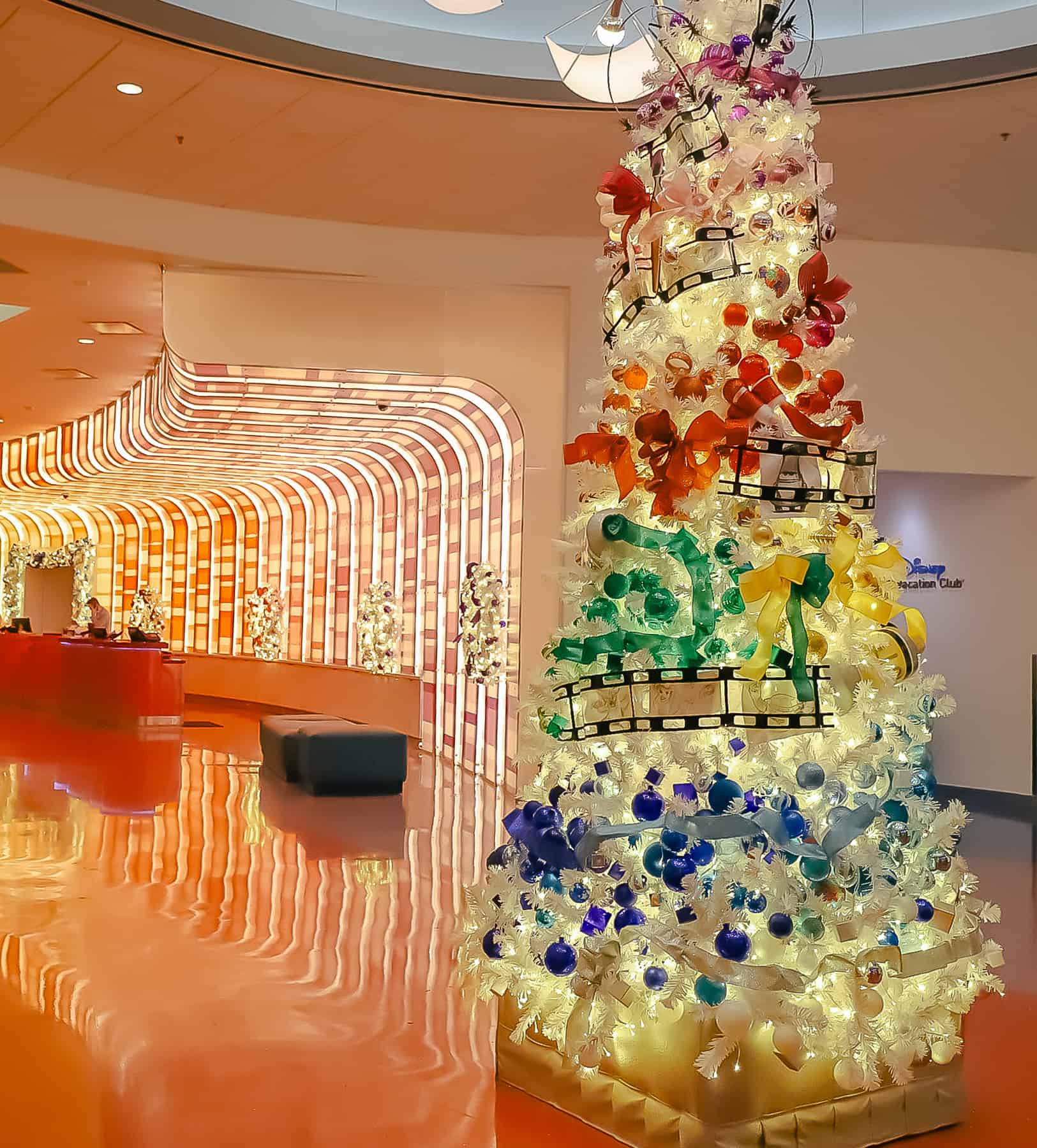 shows the different colors of the tree at Art of Animation. 