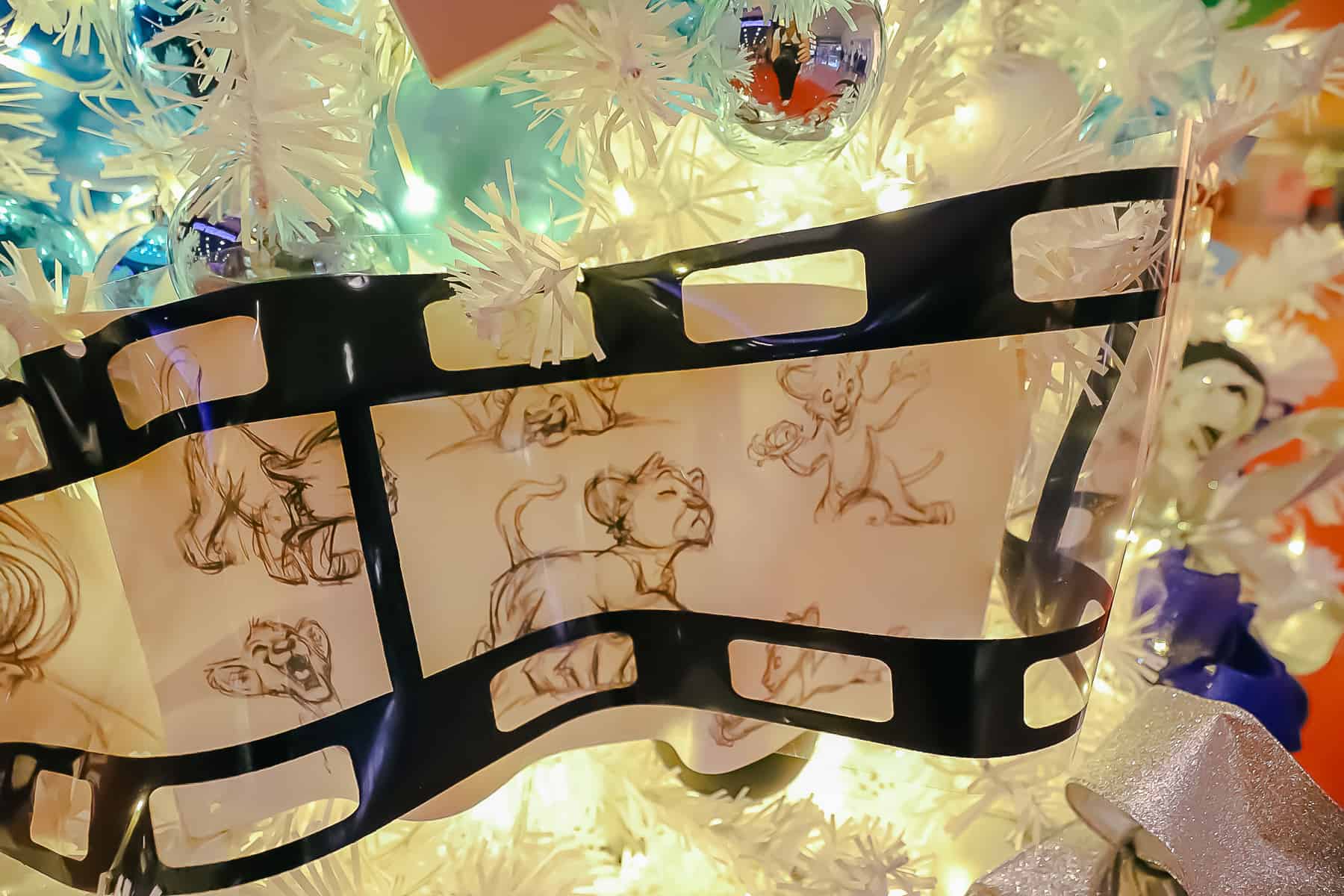 Sketches of Simba in a decorative film 