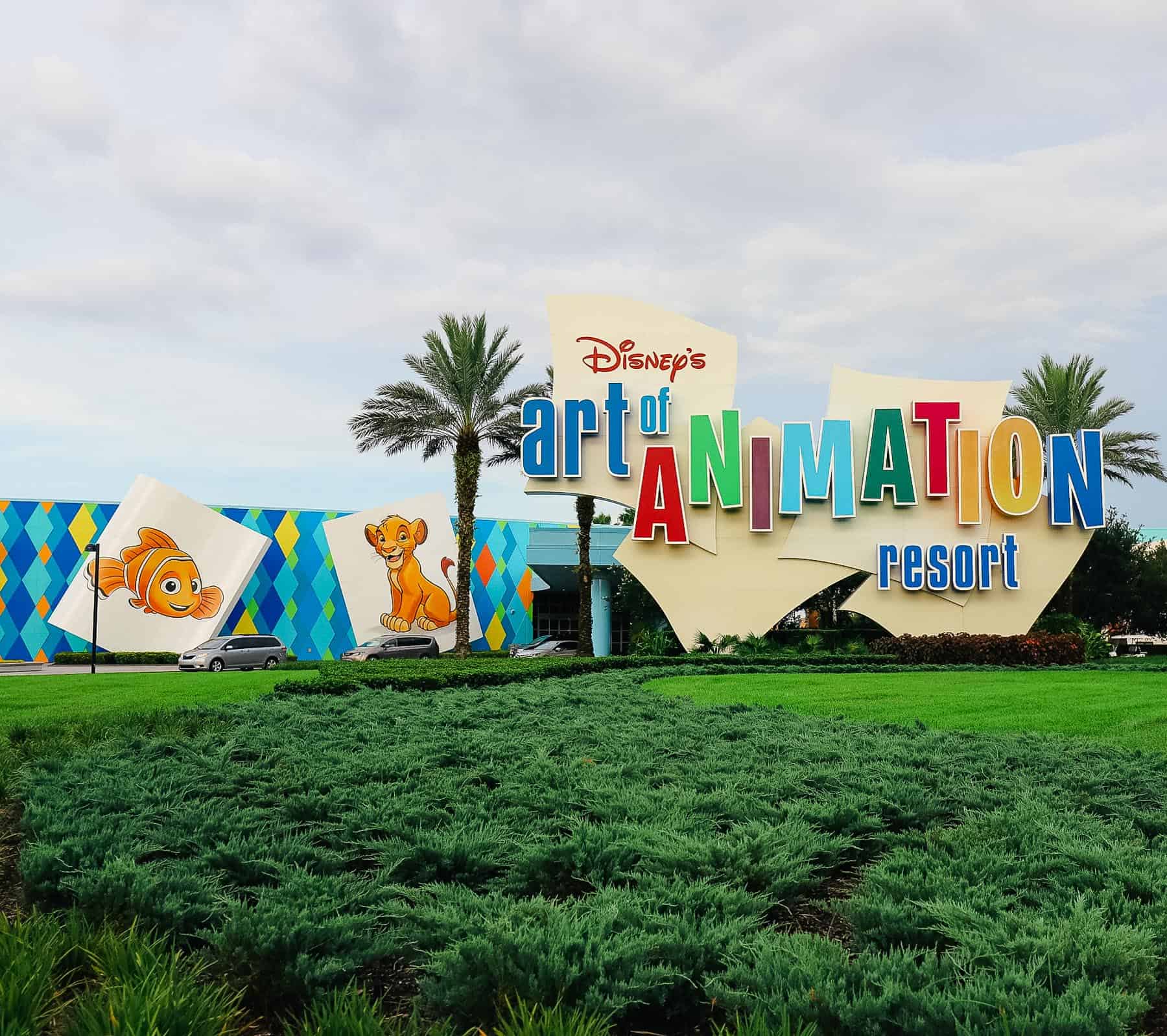 the main entrance of Disney's Art of Animation Resort 