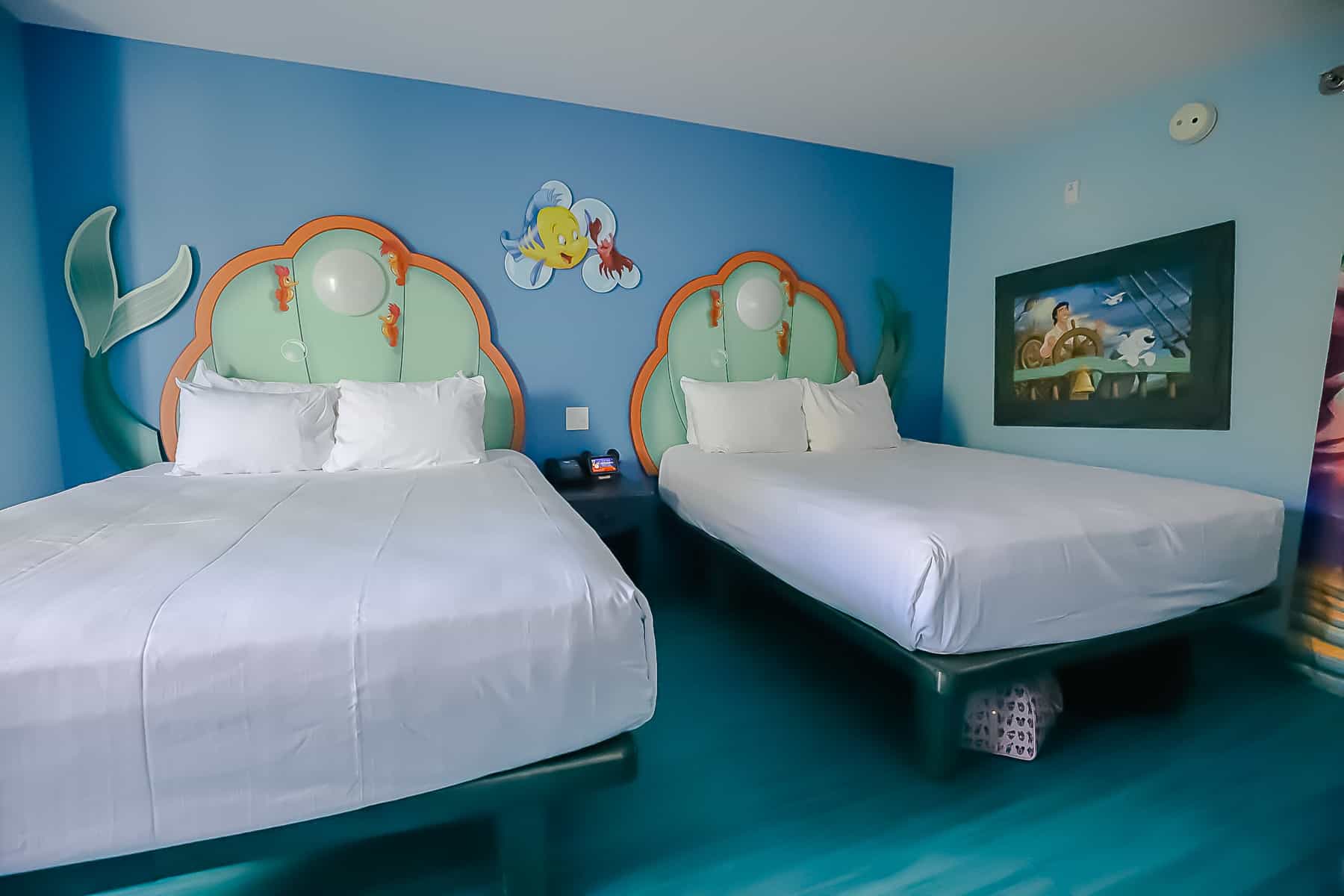 two queen beds at Disney's Art of Animation Little Mermaid rooms 