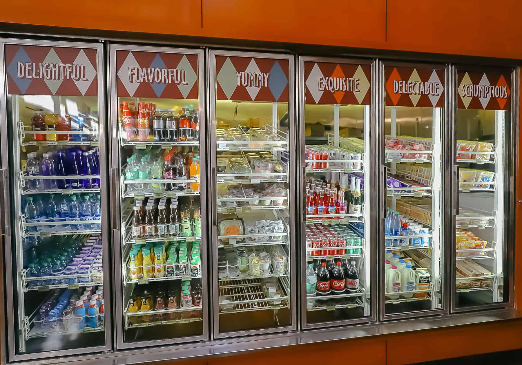 refrigerated case with various beverages 