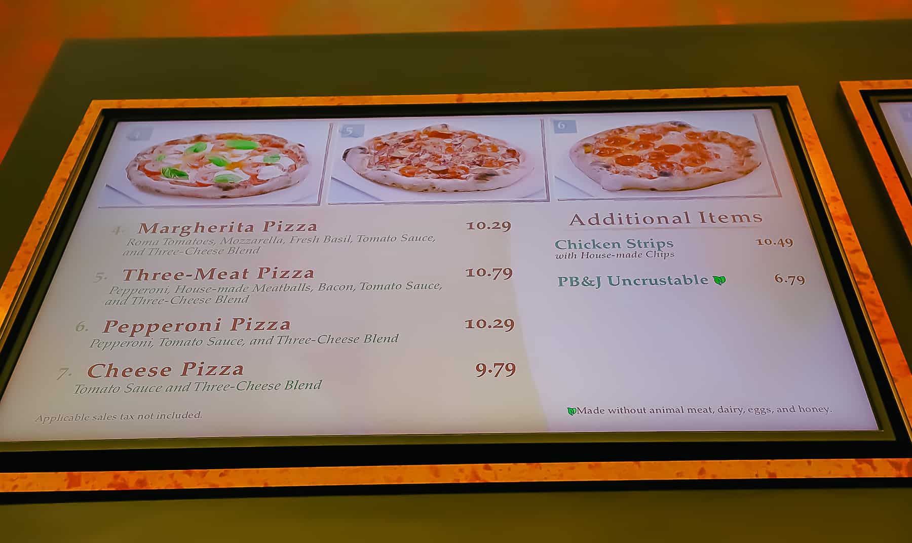 The Artist's Palette Pizza menu and Kids' Meals
