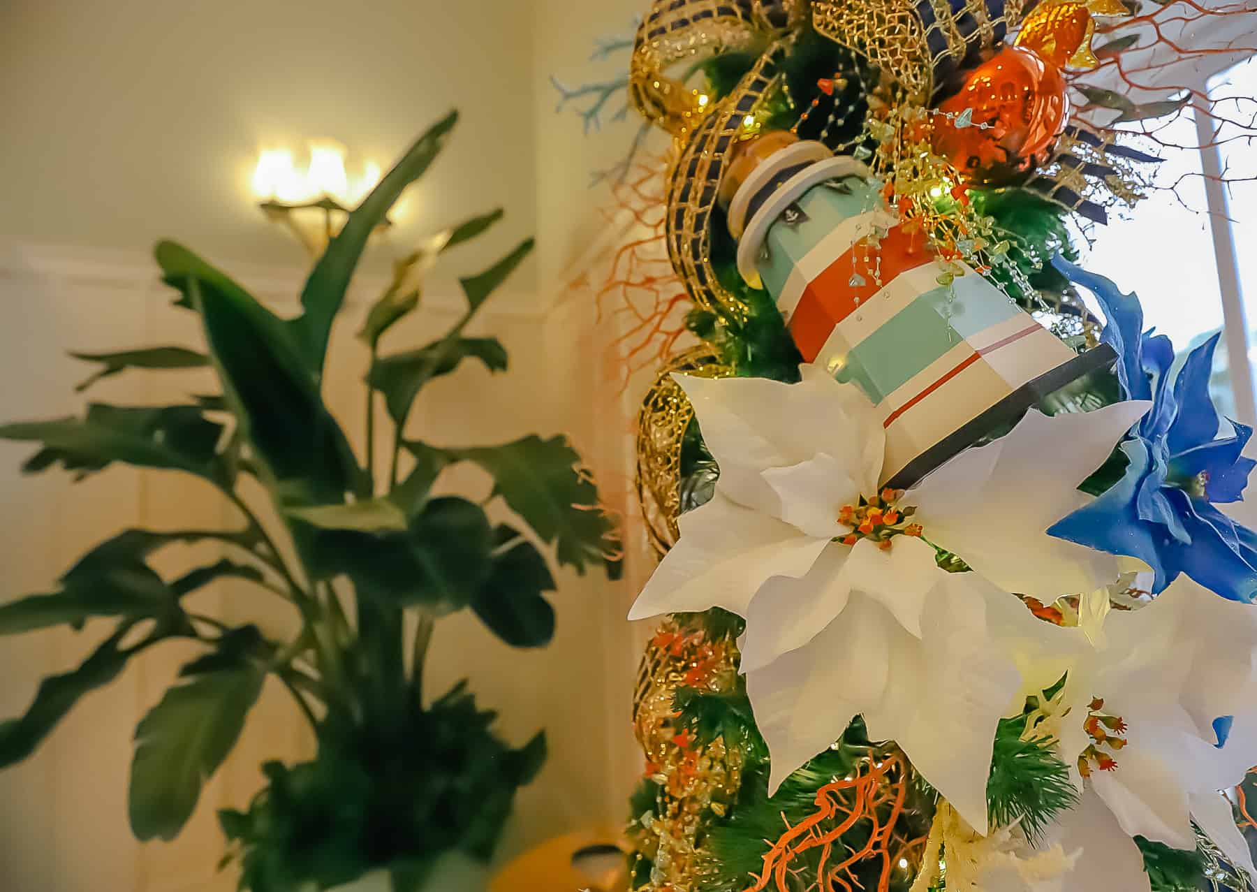 Lighthouse in the Christmas decorations at Disney's Yacht and Beach Club