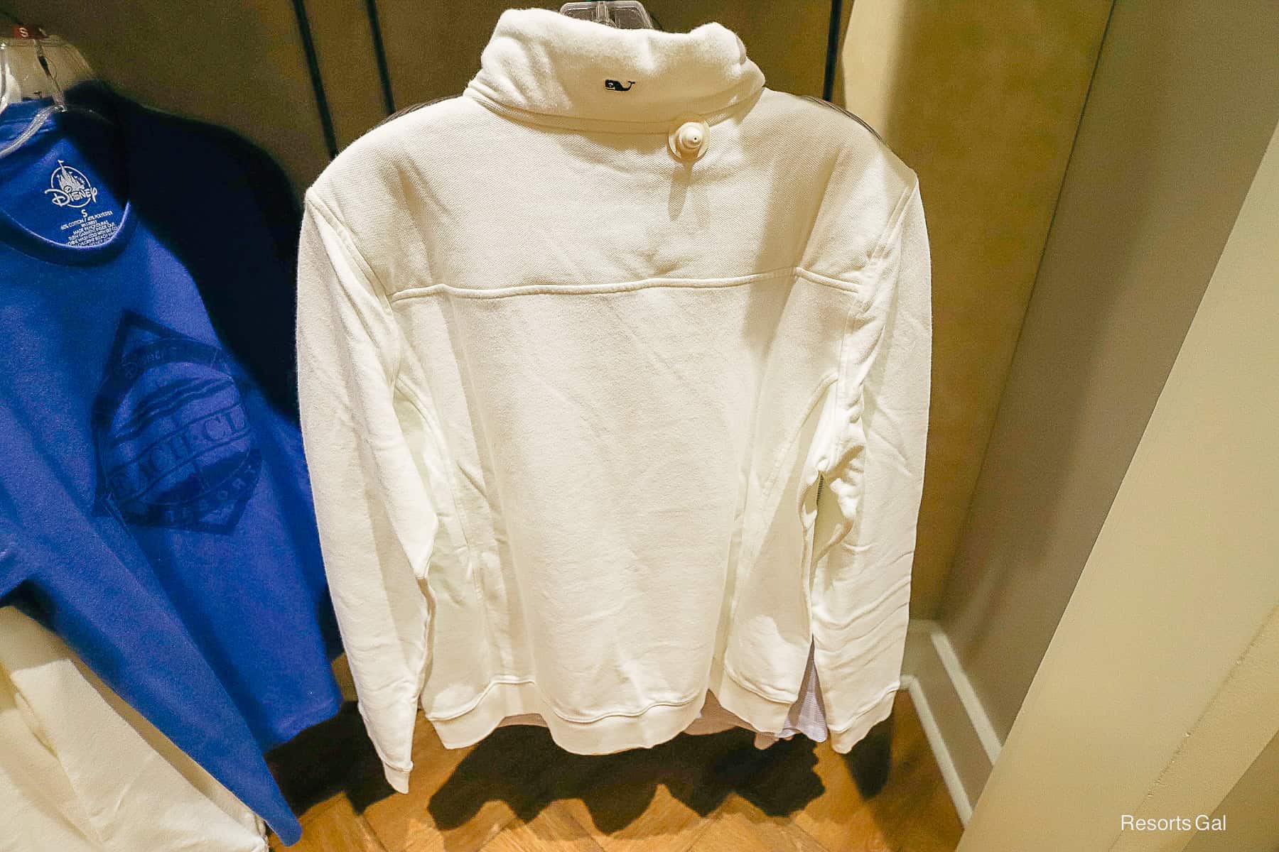 the back of the white Vineyard Vines x Beach Club Resort pullover 