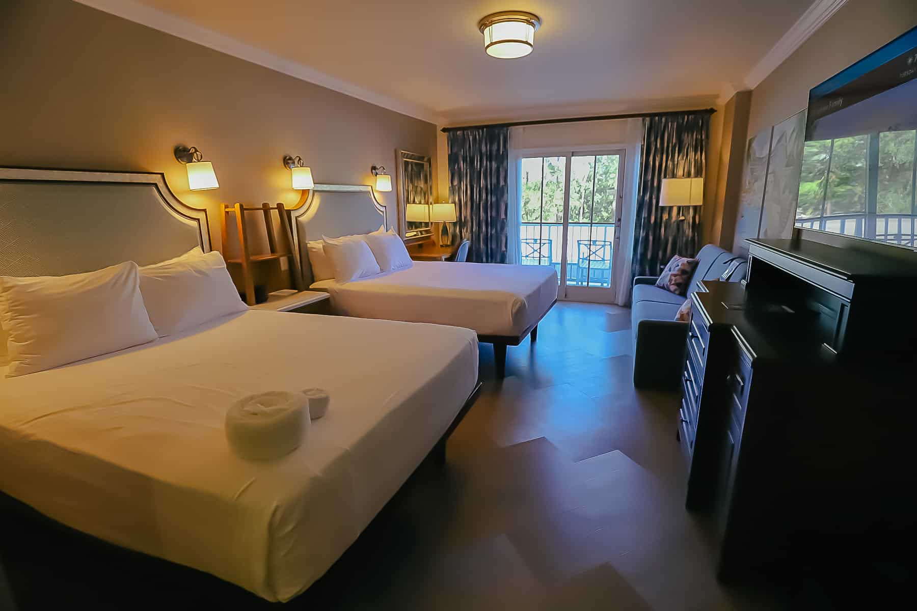room at Disney's Beach Club Resort with two queen beds