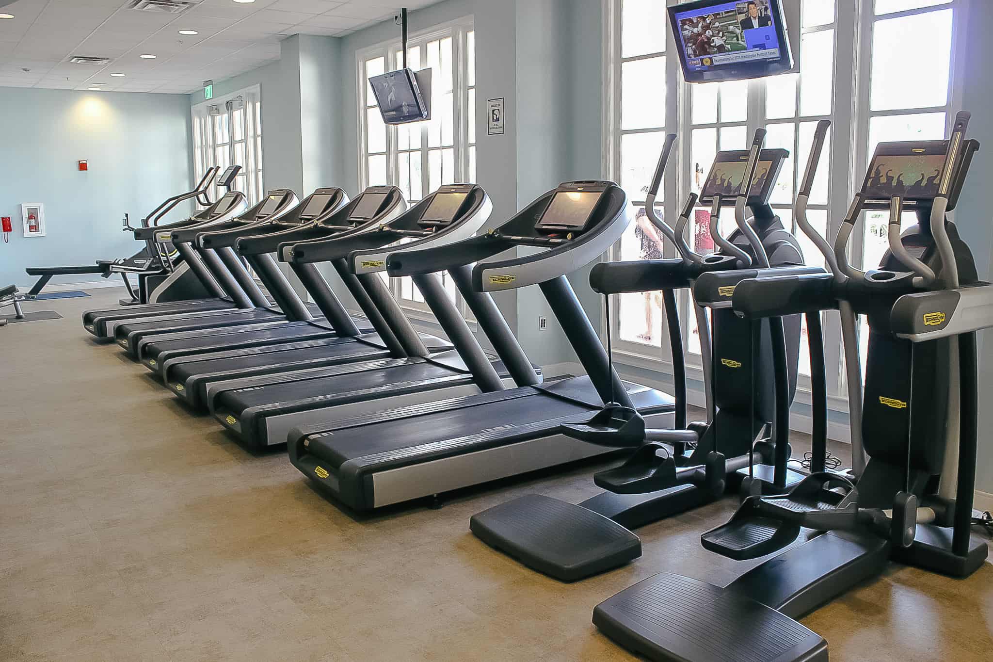 treadmills at the Beach Club's gym 