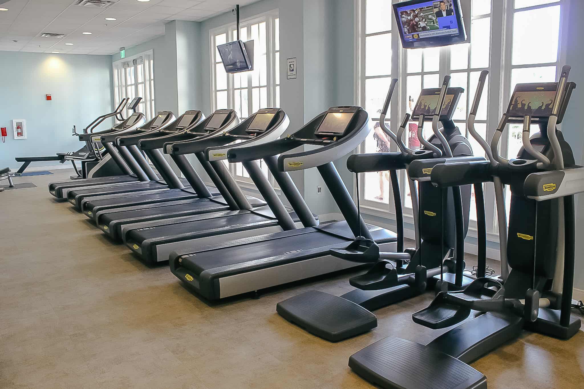 treadmills and other exercise equipment in the gym at Disney's Beach Club 