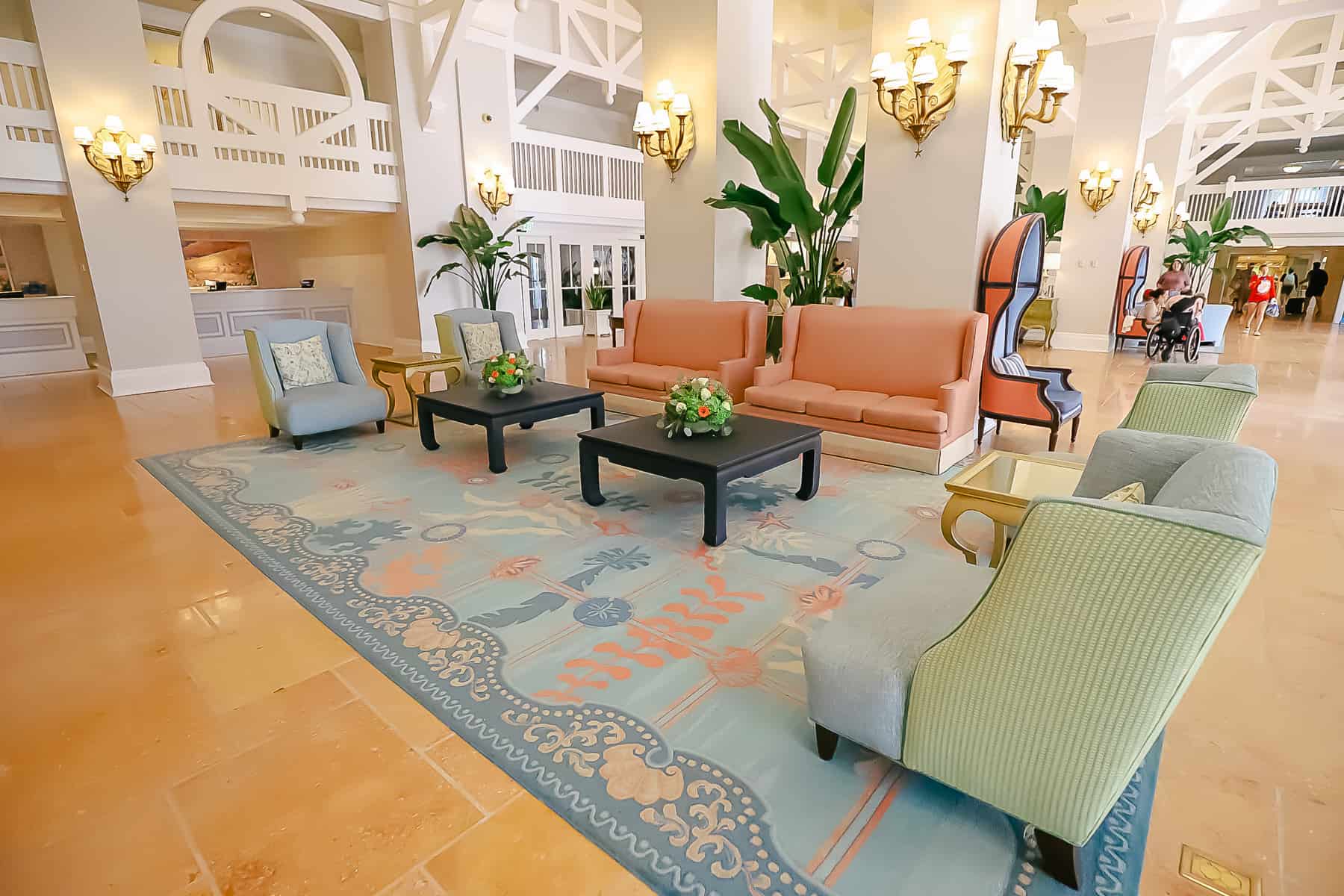 seating area in the lobby of Disney's Beach Club 