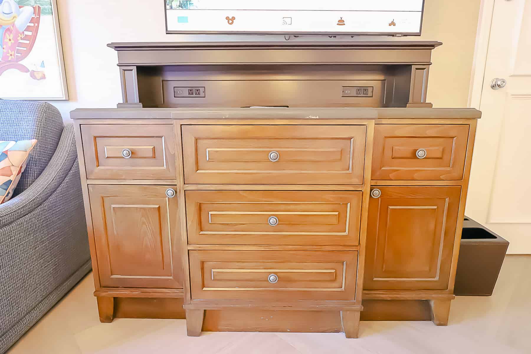 dresser with cabinets and drawers for storage 