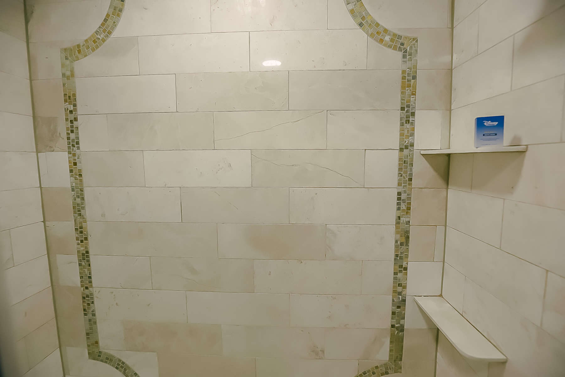 ledges in the shower to place personal items 