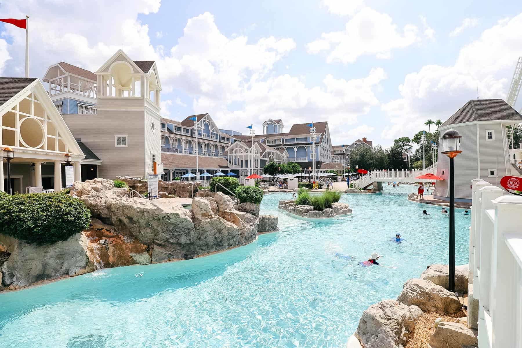 Stormalong Bay Pool area with waterfall features 