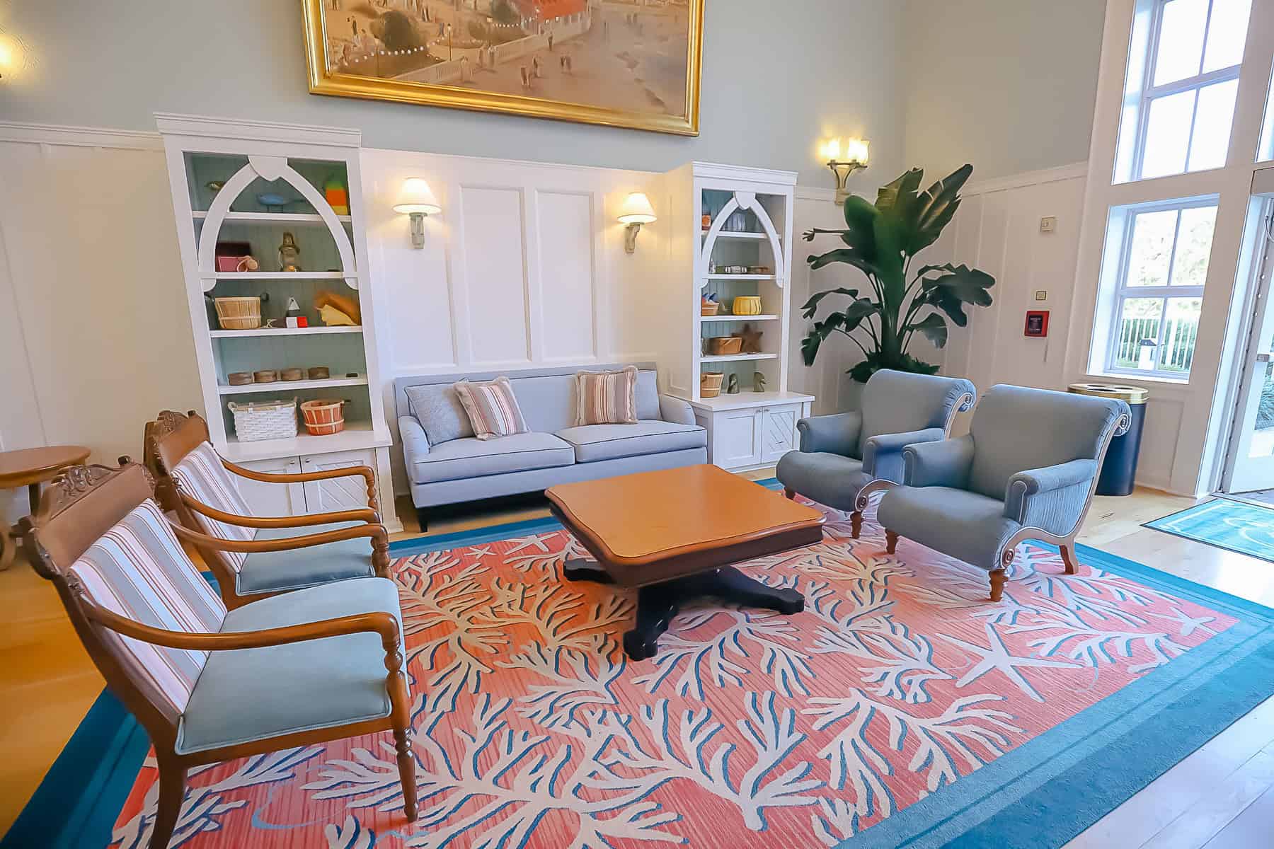 the lobby area of Disney's Beach Club Villas