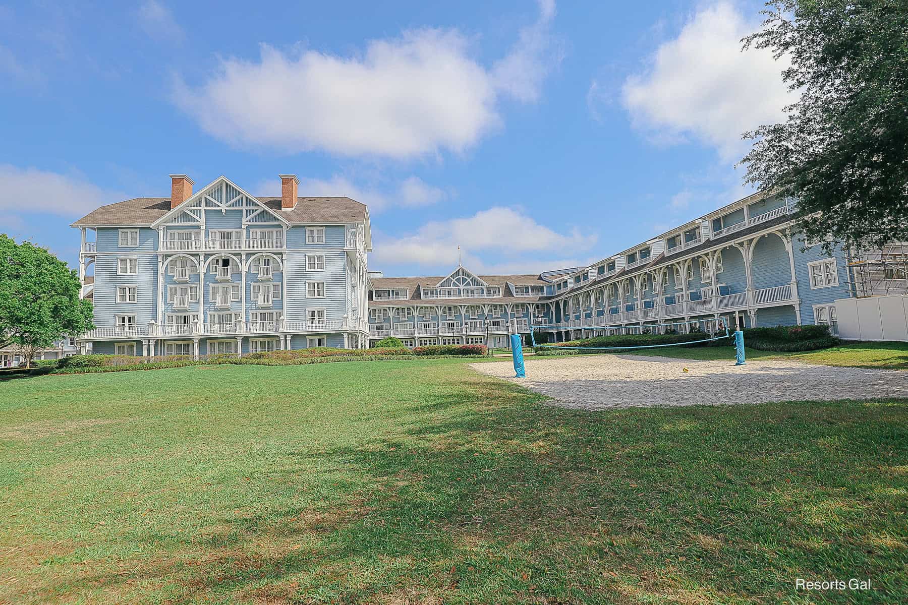 the construction stops around the sand volleyball court at the Beach Club