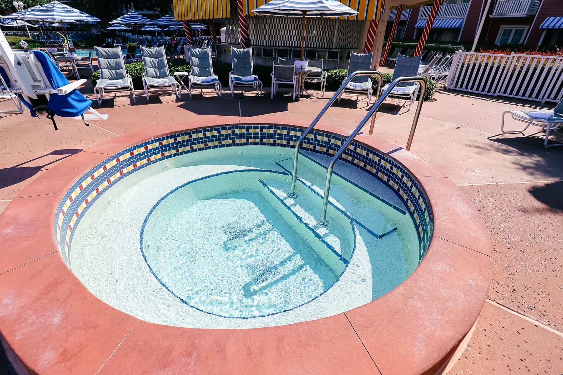 a hot tub at the feature pool of Disney's Boardwalk