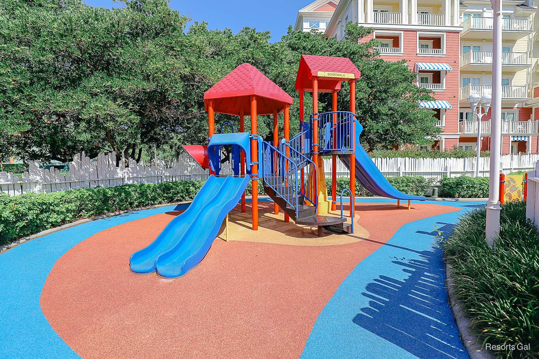 Playground equipment on rubber flooring 