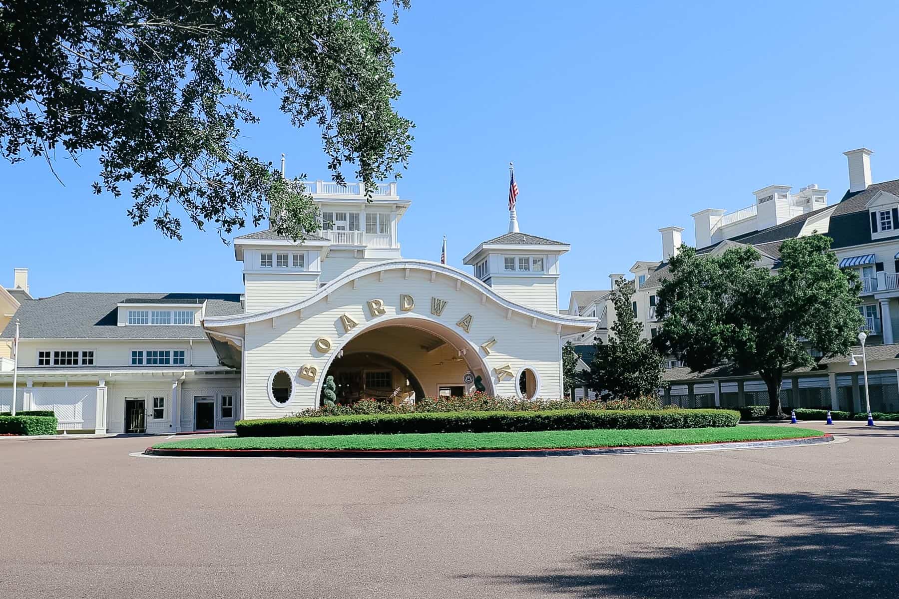 the entrance of Boardwalk Inn 