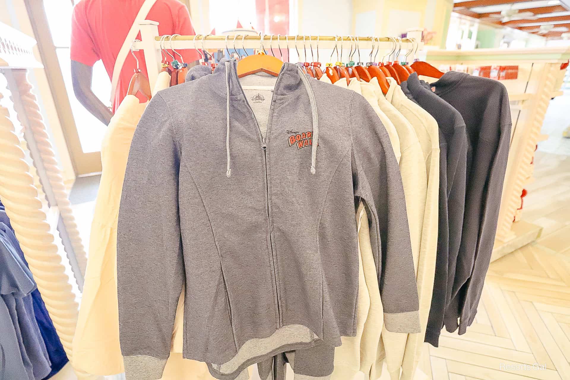 dark grey zip-up hoodie by Disney with Disney Boardwalk logo
