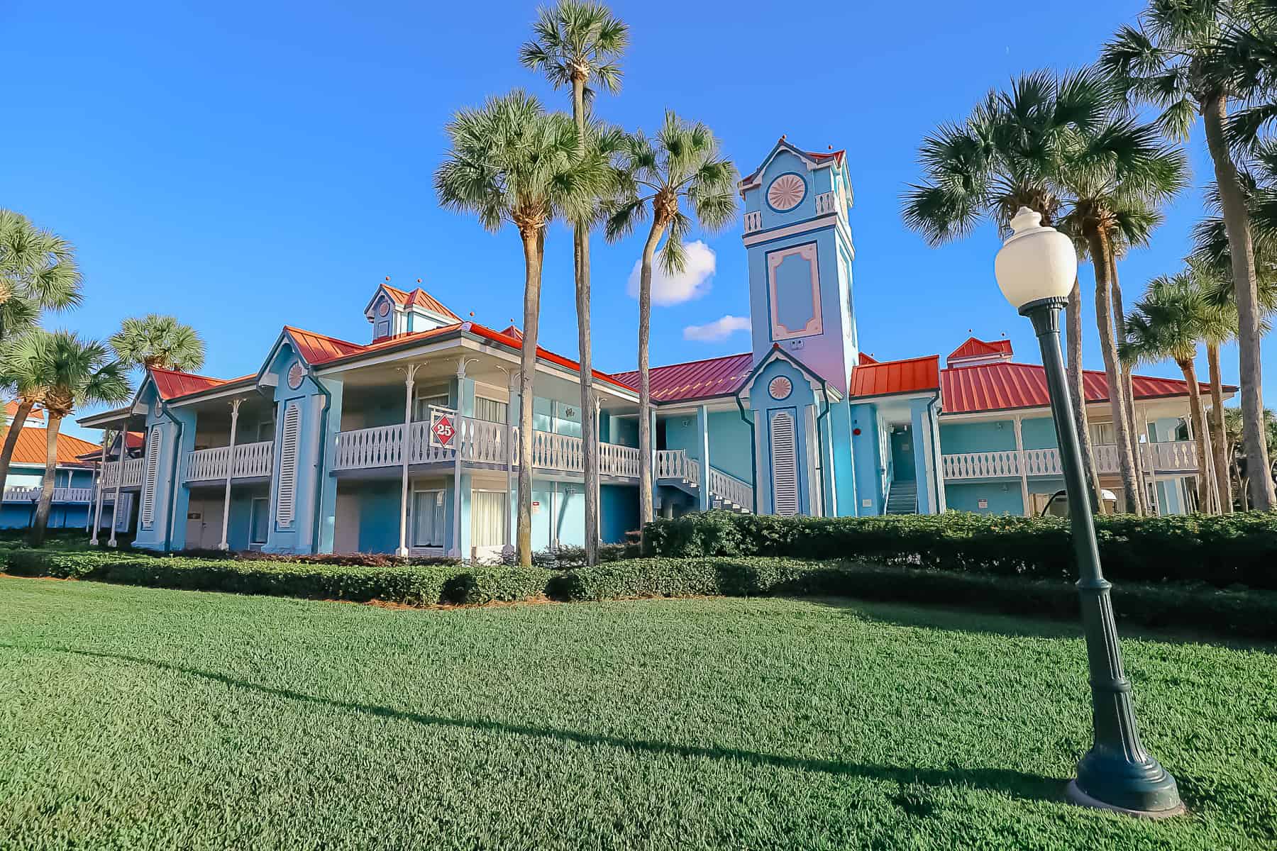 Martinique sits prominently along Barefoot Bay at Disney's Caribbean Beach Resort. 