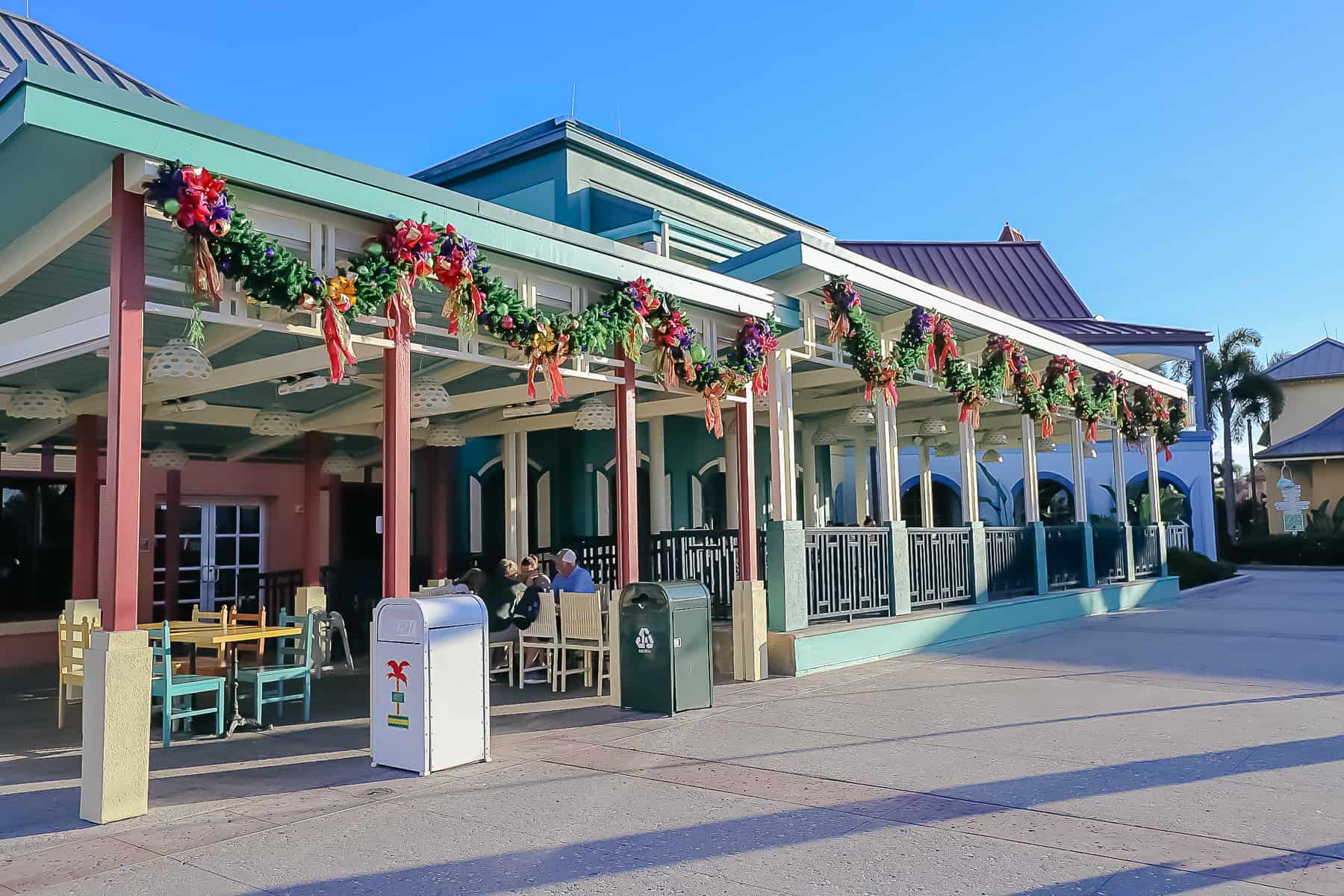 Beautiful garland draped over the outside of Centertown Market at Caribbean Beach Resort. 