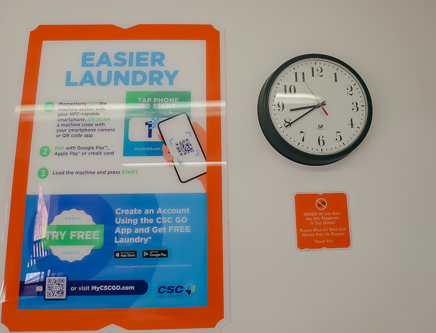 laundry process where you scan a QR code to start a load of clothes