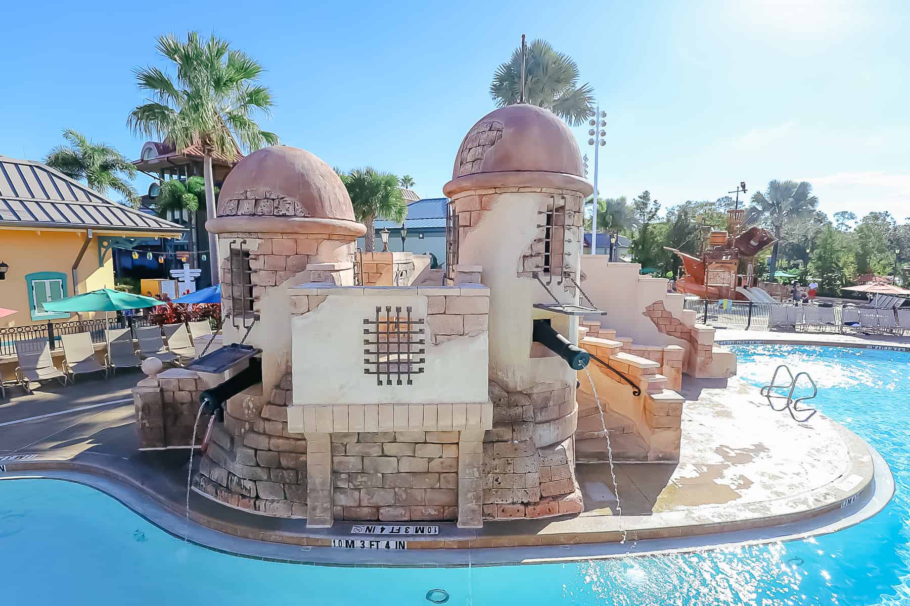 towers with water cannons for guests to spray 