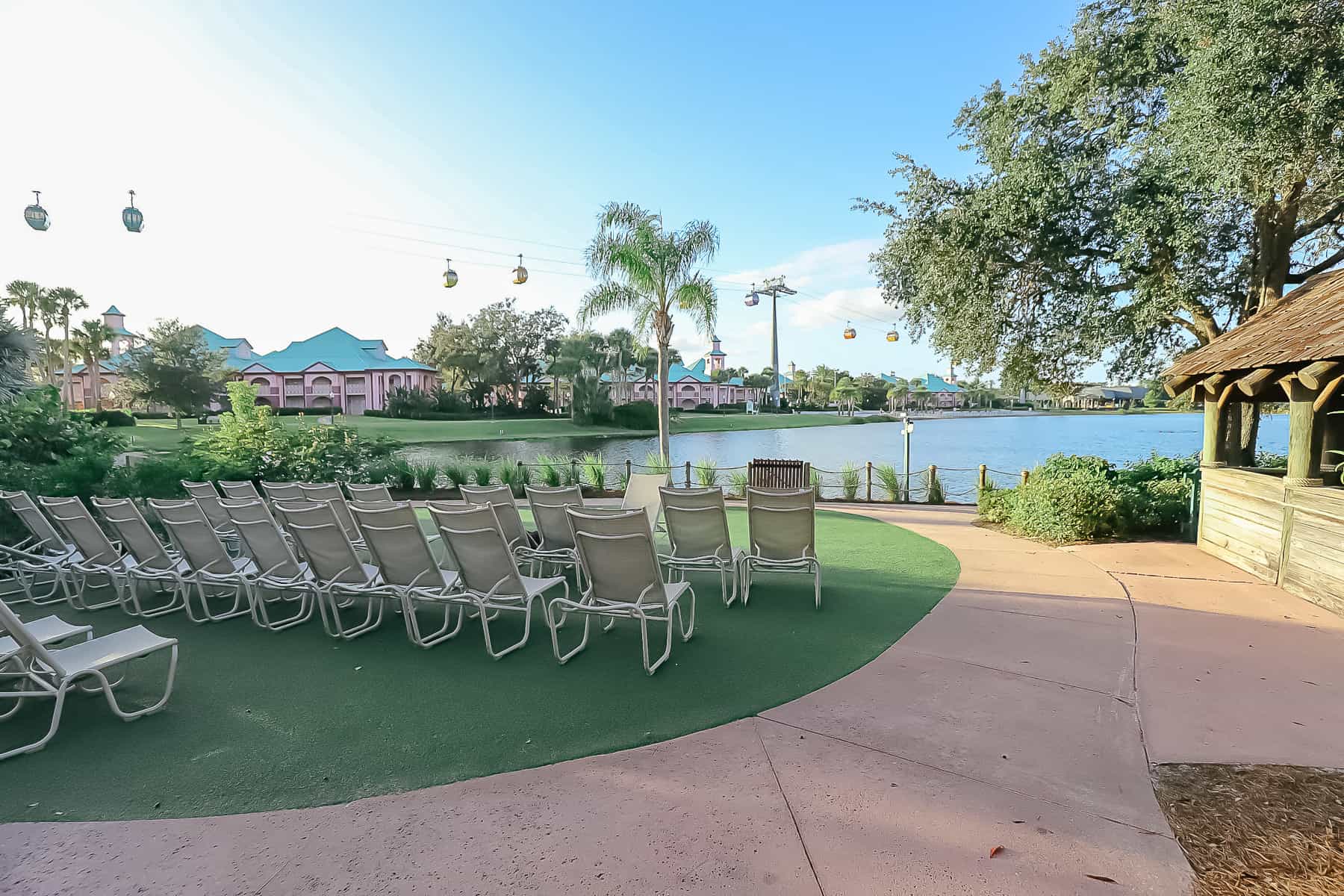 shows seats lined up for the Movie Under the Stars at Disney's Caribbean Beach 