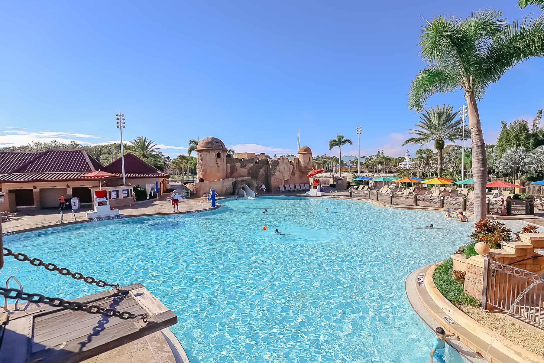 overview that shows how large Disney's Caribbean Beach pool is