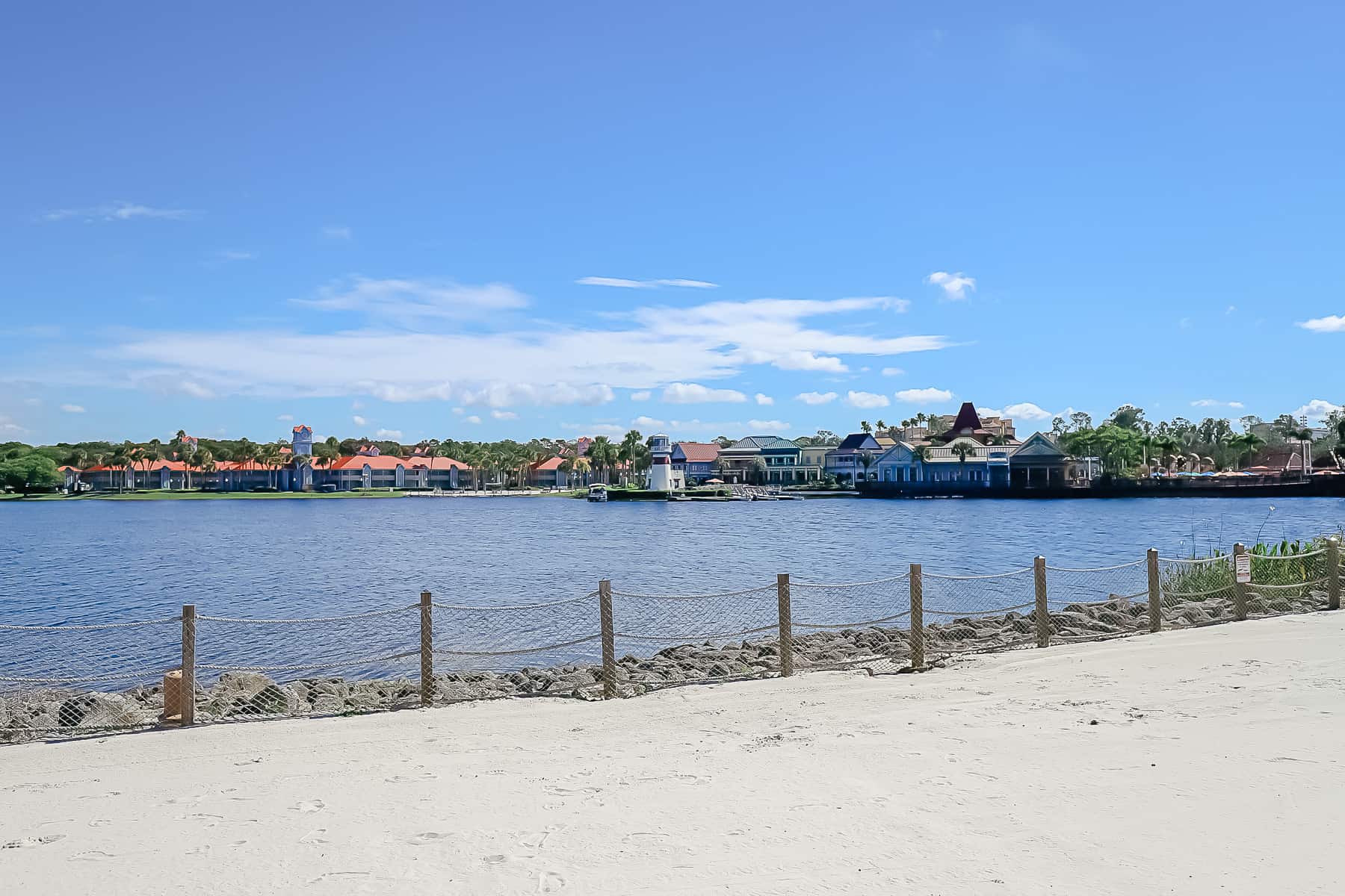 view of Disney's Caribbean Beach from the Aruba section of the resort