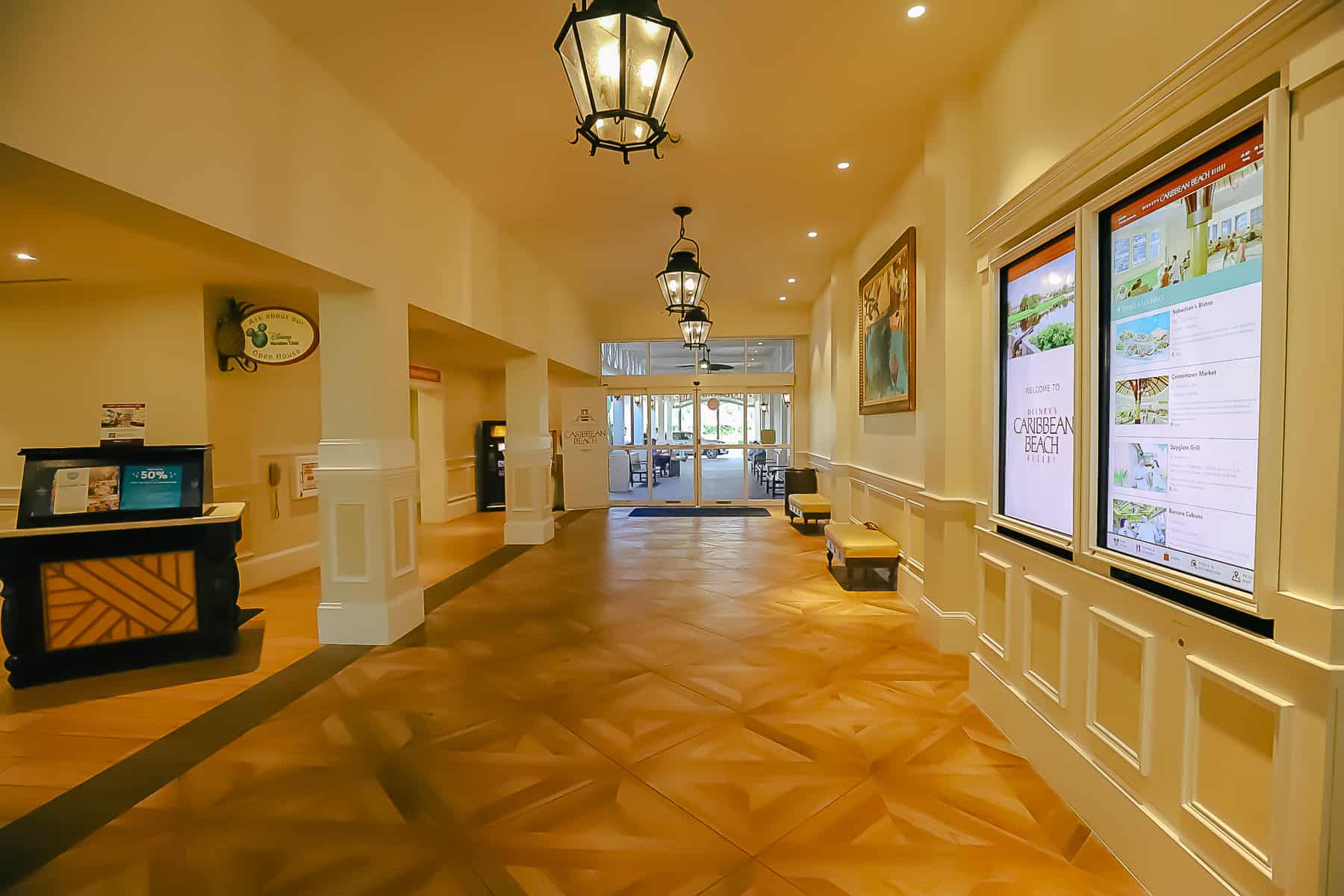 interior entrance hall to Old Port Royale with pretty wood floors