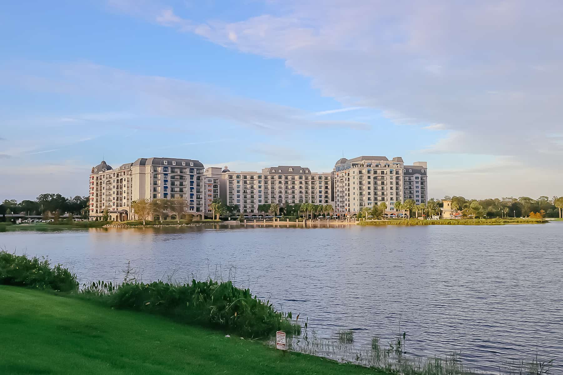 shows Disney's Riviera in the distance from the beach in from of Aruba at Caribbean Beach 